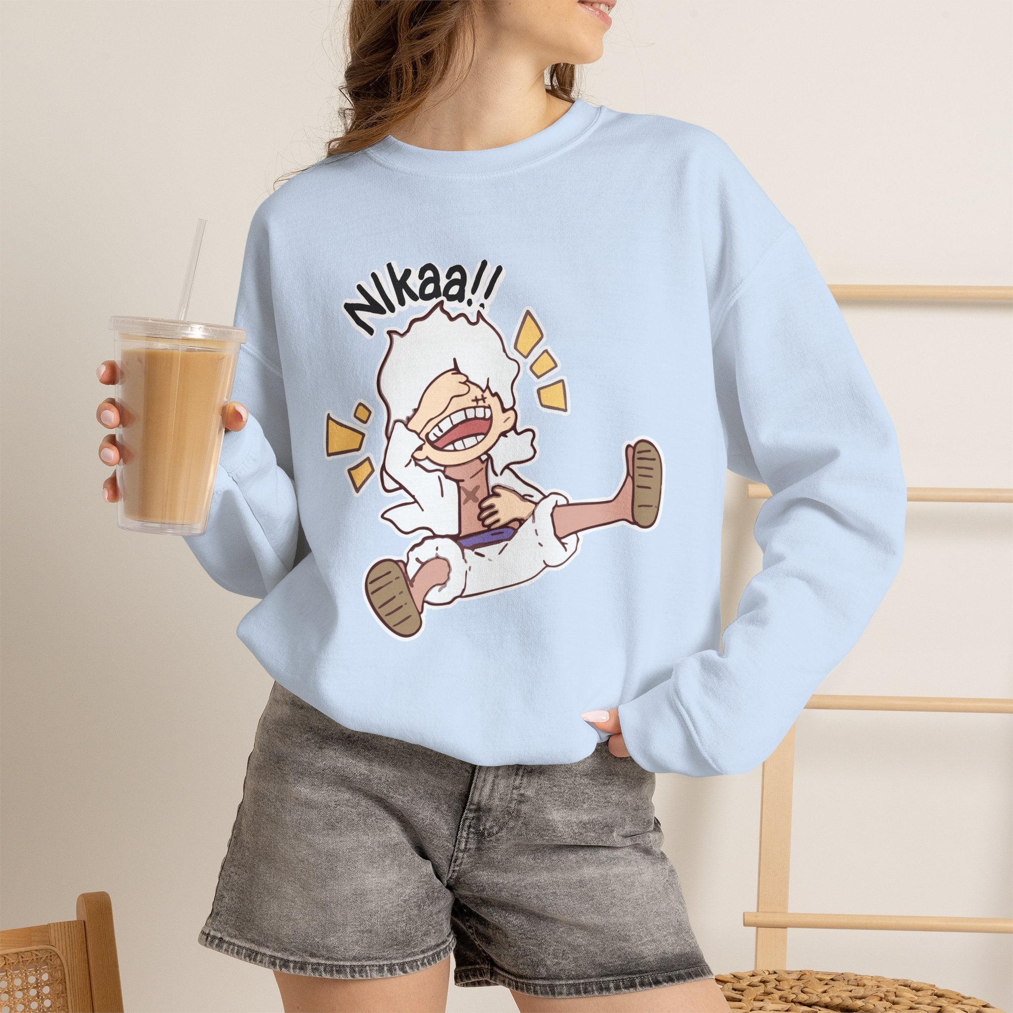 Nikaaa! Cartoon Laugh Crewneck Sweatshirt