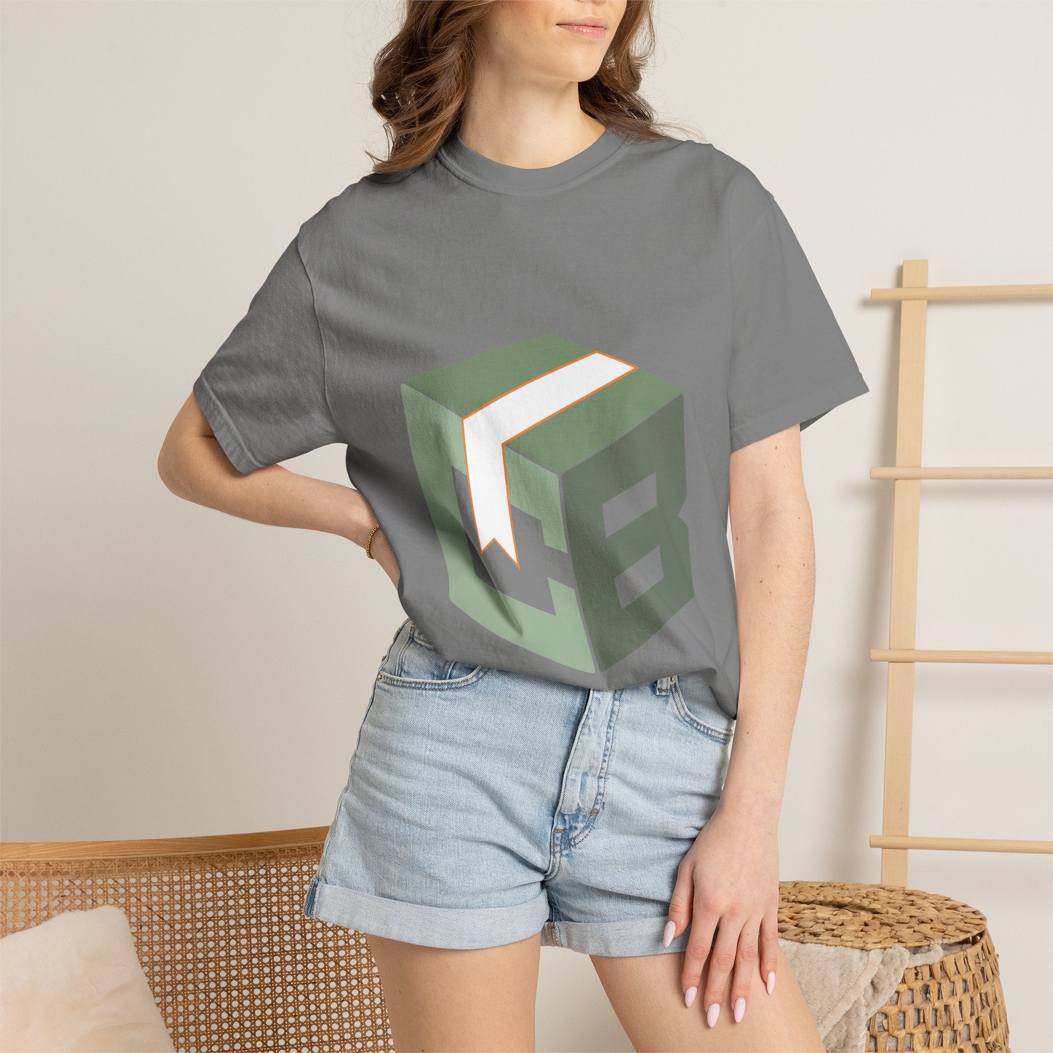 Cube Logo T-Shirt - Green 3D Box Graphic Tee
