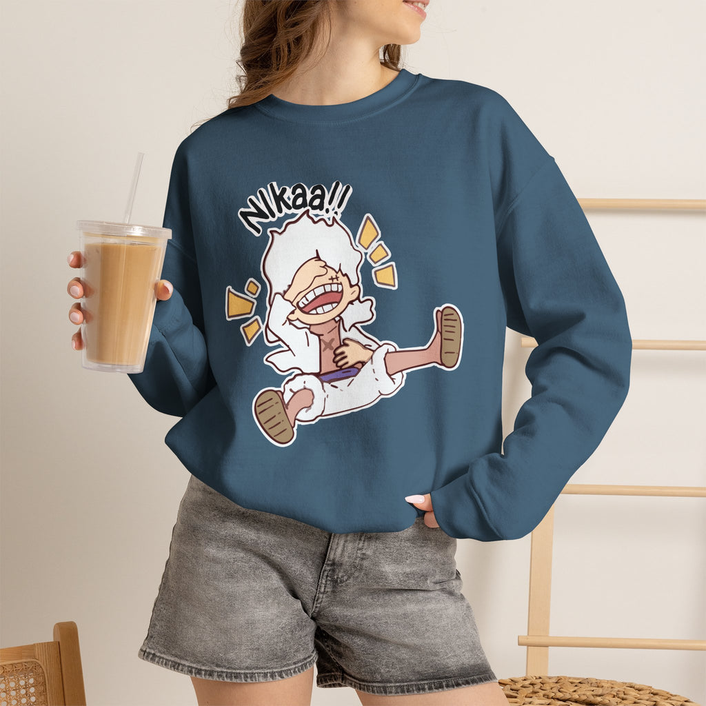 Nikaaa! Cartoon Laugh Crewneck Sweatshirt