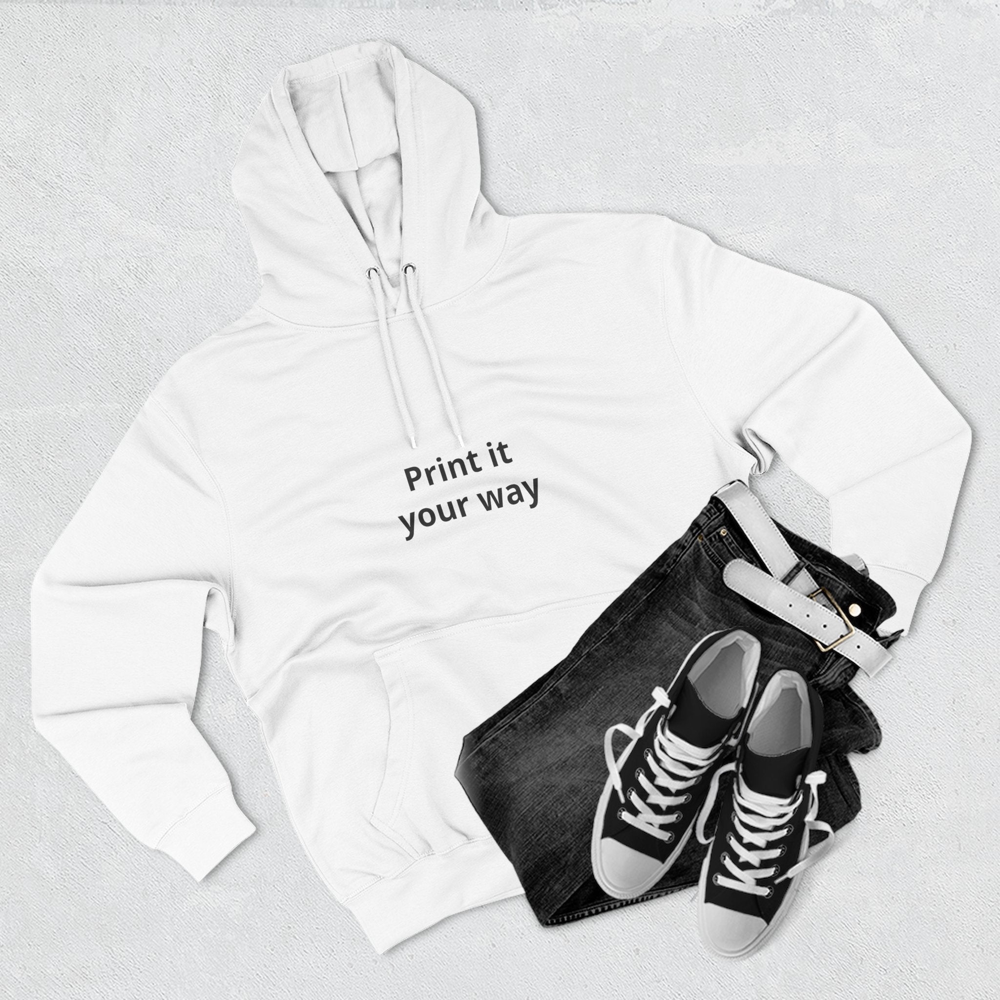 Customizable Fleece Hoodie – "Print it your way" Front Text, Cozy Pullover for Unisex Casual Wear