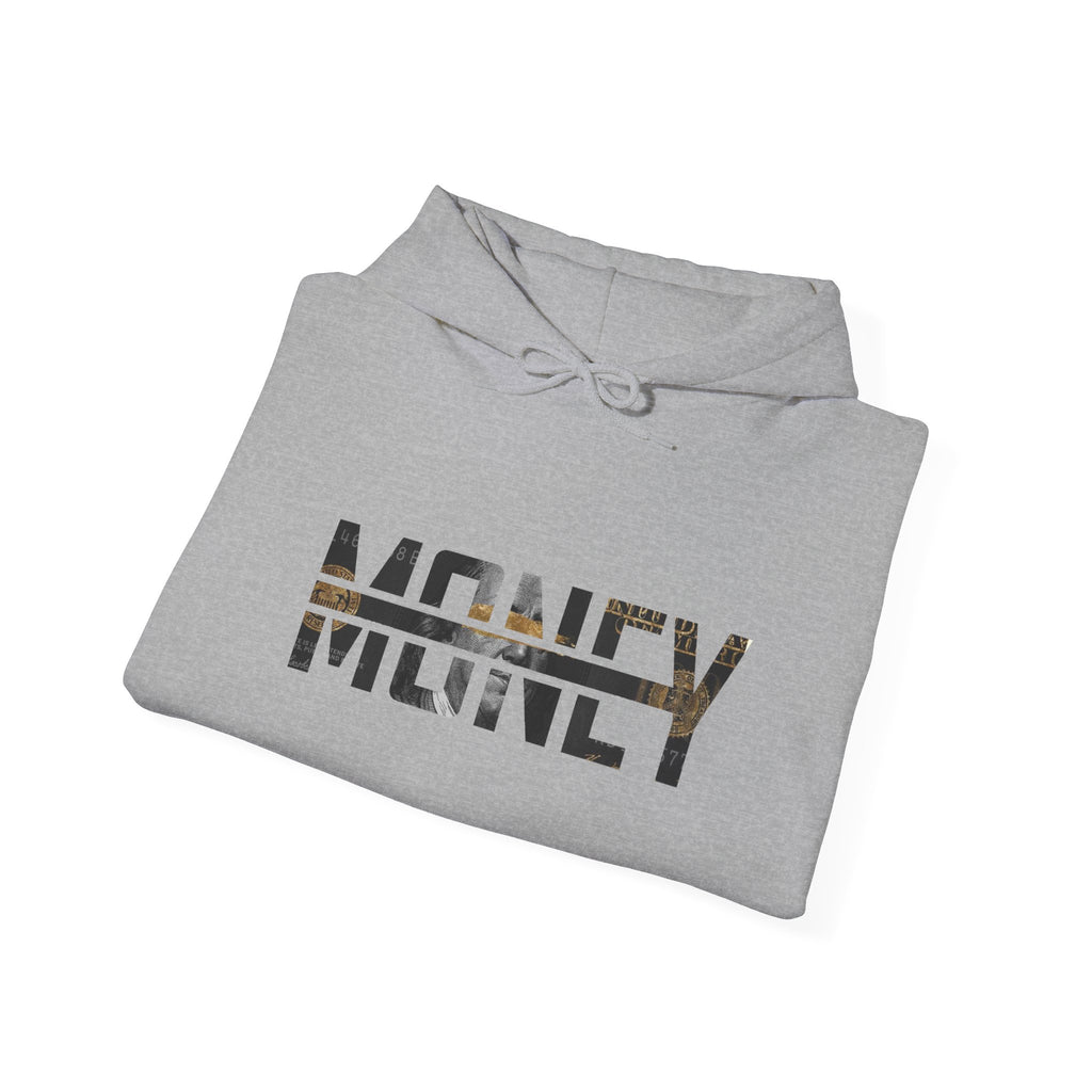 Money Graphic Hoodie - Strikethrough 'MONEY' Front & Crumpled 100 Back