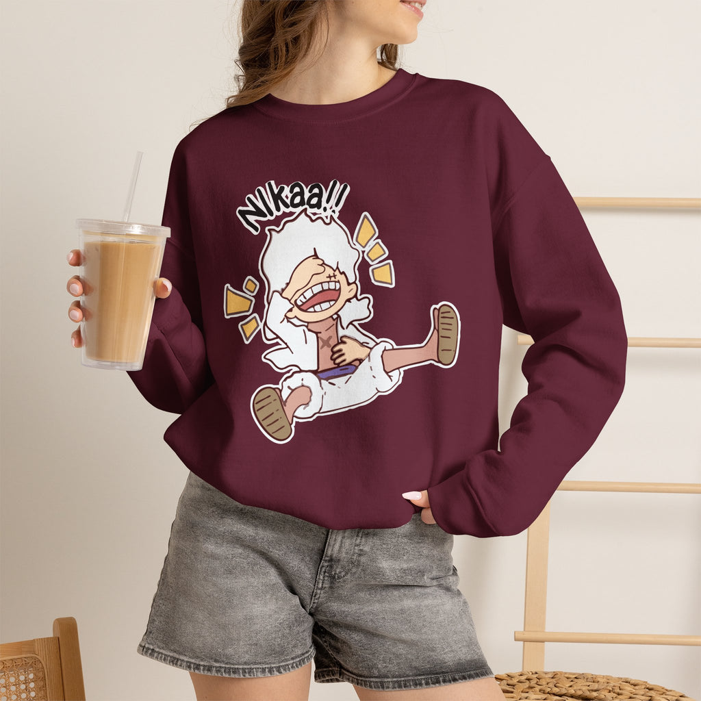 Nikaaa! Cartoon Laugh Crewneck Sweatshirt
