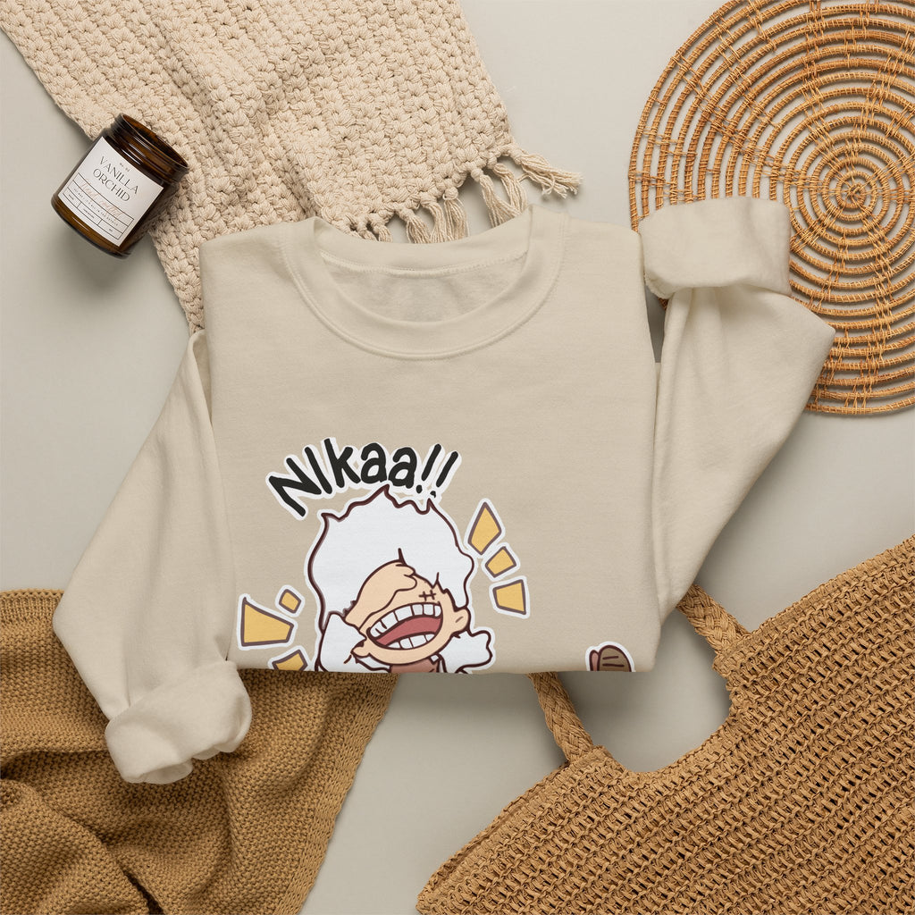 Nikaaa! Cartoon Laugh Crewneck Sweatshirt