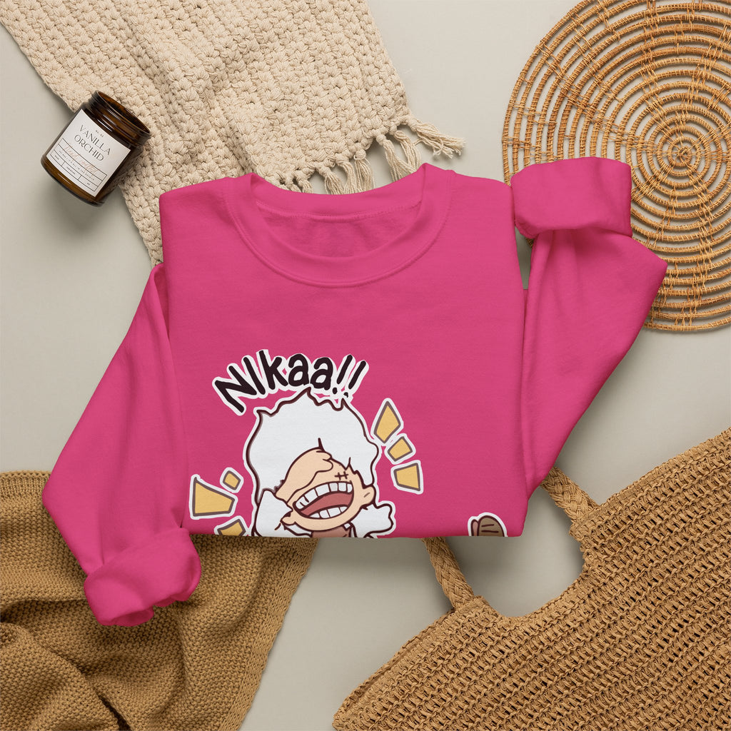 Nikaaa! Cartoon Laugh Crewneck Sweatshirt