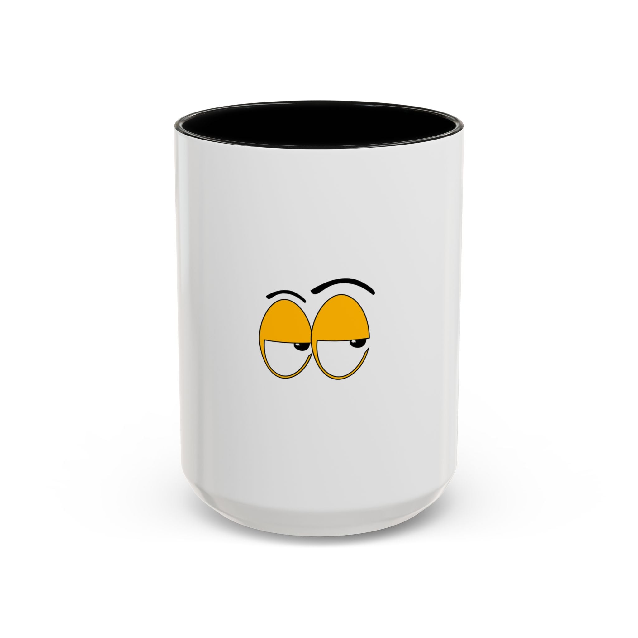 Skeptical Eyes Accent Coffee Mug - Funny Rolling Eyes Emoji Mug