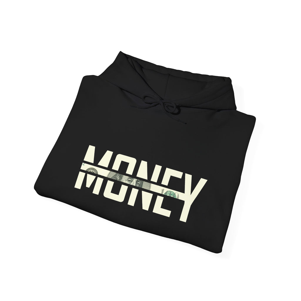 Money Graphic Hoodie - Strikethrough 'MONEY' Front & Crumpled 100 Back