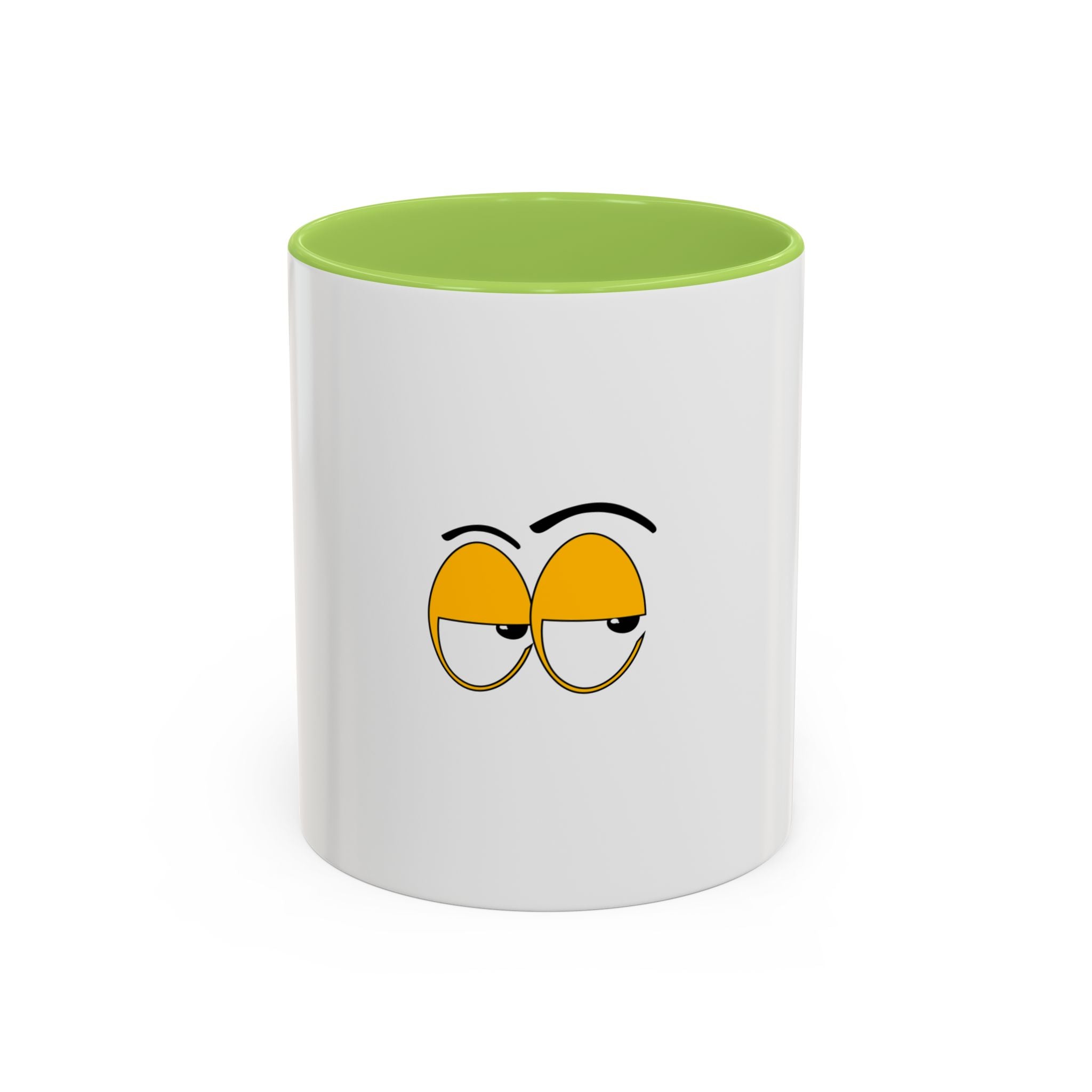 Skeptical Eyes Accent Coffee Mug - Funny Rolling Eyes Emoji Mug