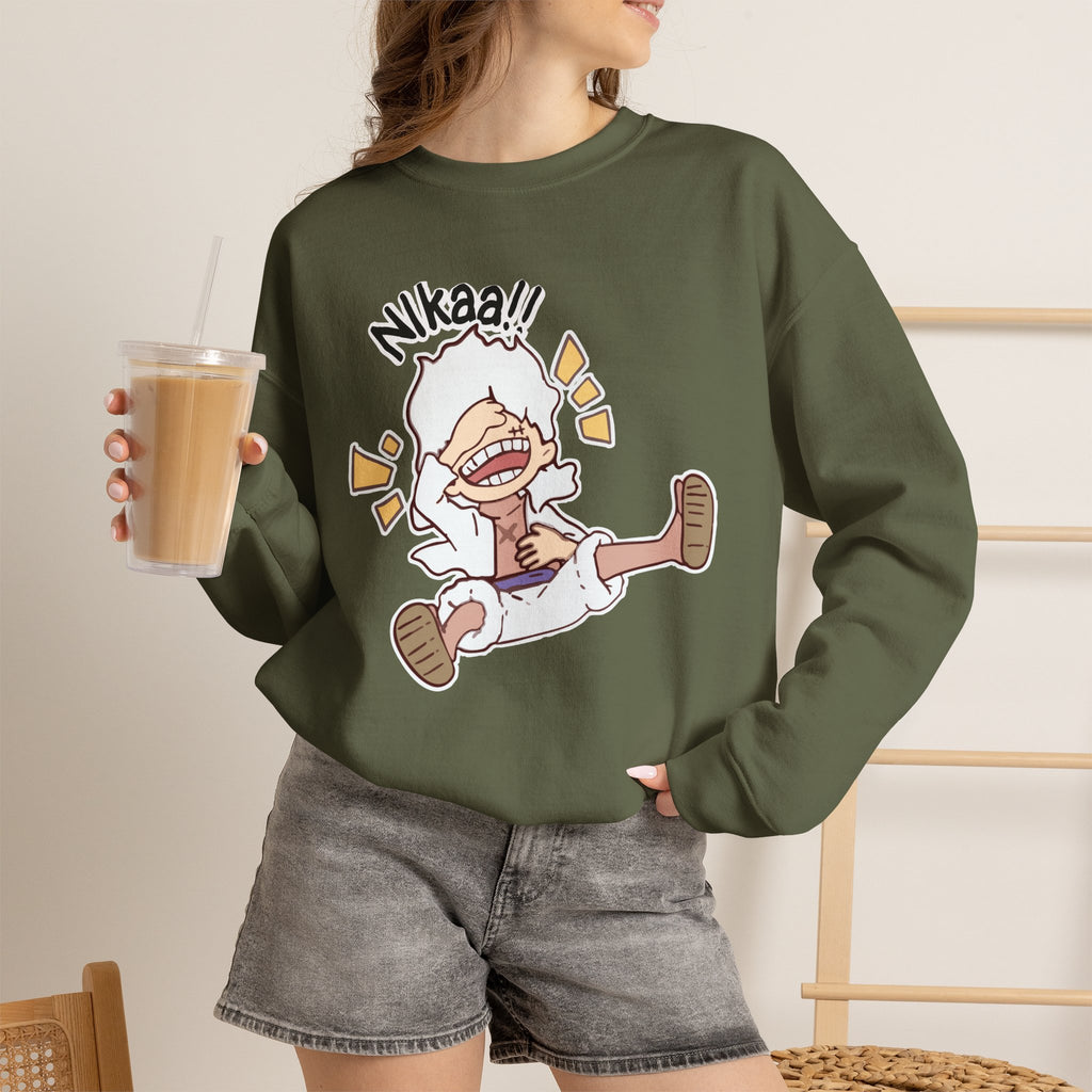 Nikaaa! Cartoon Laugh Crewneck Sweatshirt