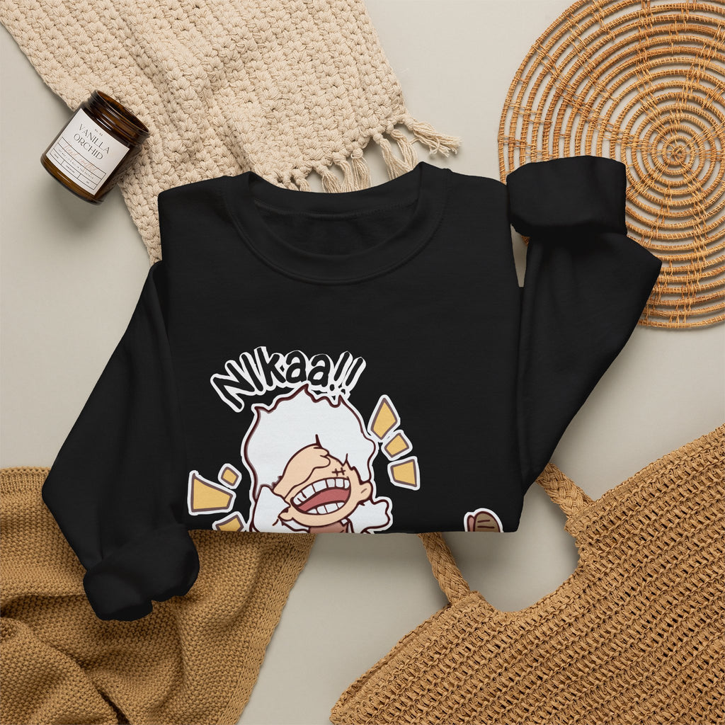 Nikaaa! Cartoon Laugh Crewneck Sweatshirt