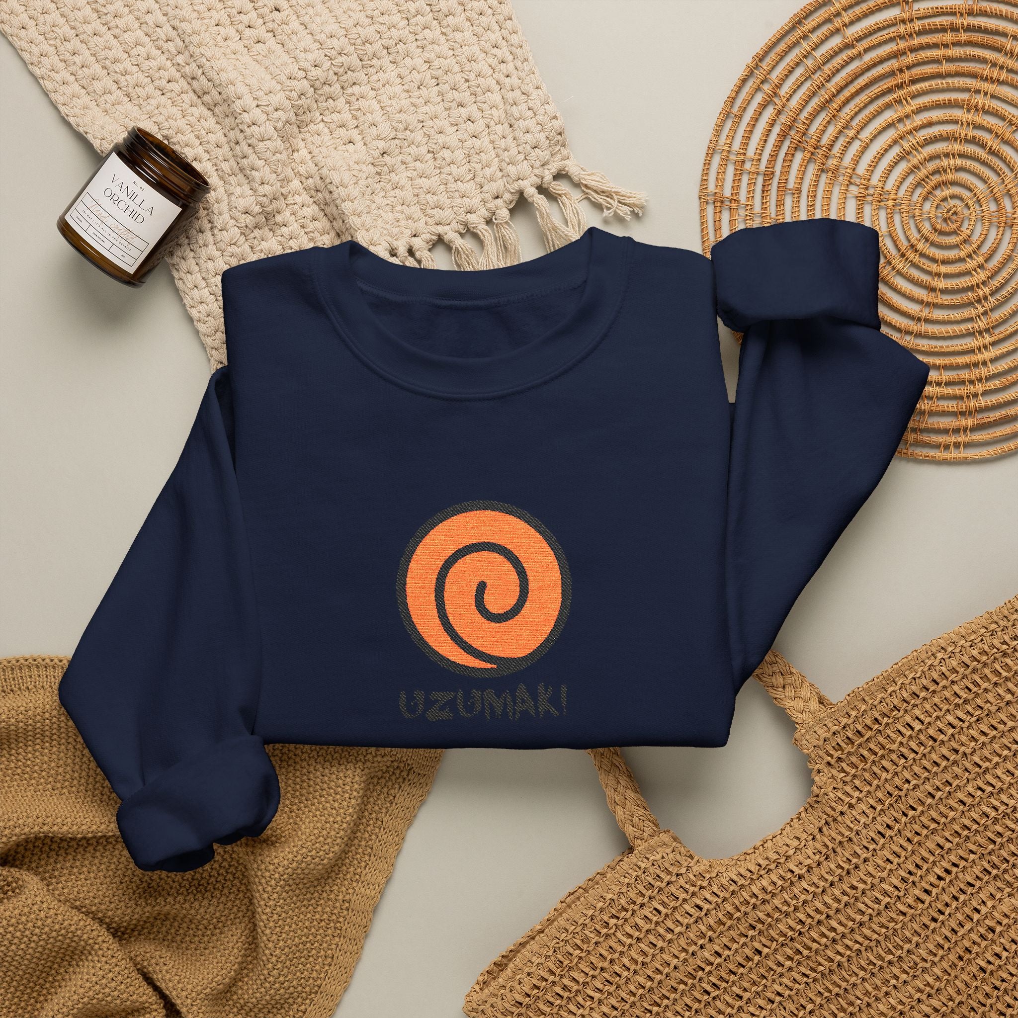 Uzumaki Spiral Crewneck Sweatshirt - Cute Anime-Inspired Logo Crew