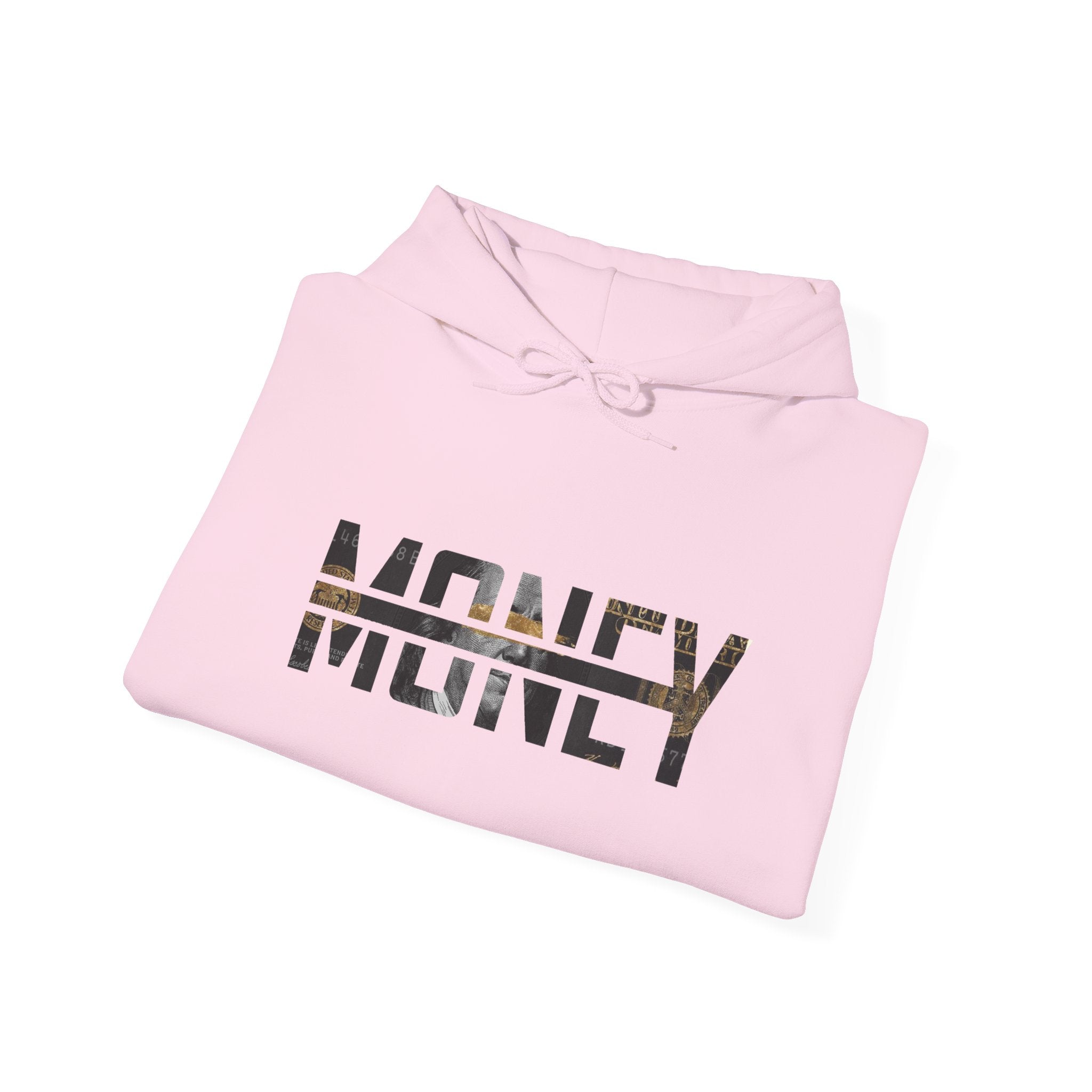 Money Graphic Hoodie - Strikethrough 'MONEY' Front & Crumpled 100 Back