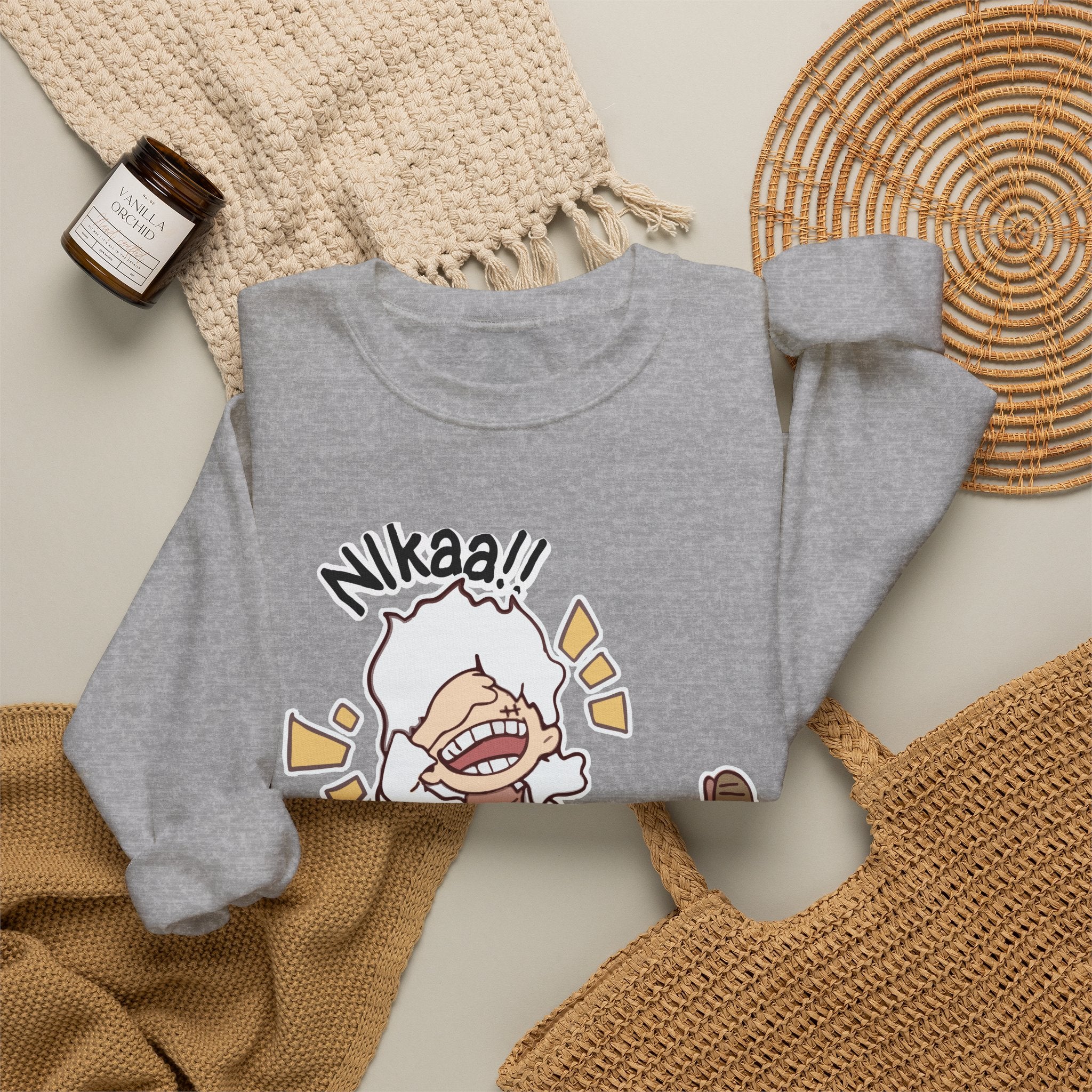 Nikaaa! Cartoon Laugh Crewneck Sweatshirt