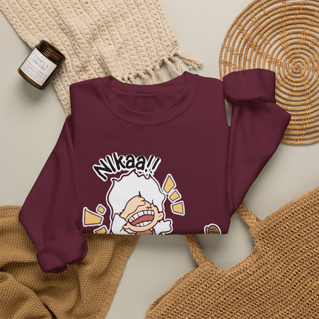 Nikaaa! Cartoon Laugh Crewneck Sweatshirt