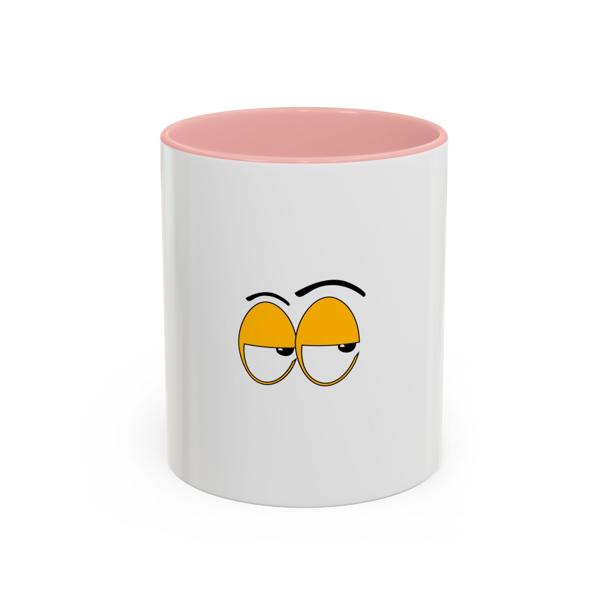 Skeptical Eyes Accent Coffee Mug - Funny Rolling Eyes Emoji Mug