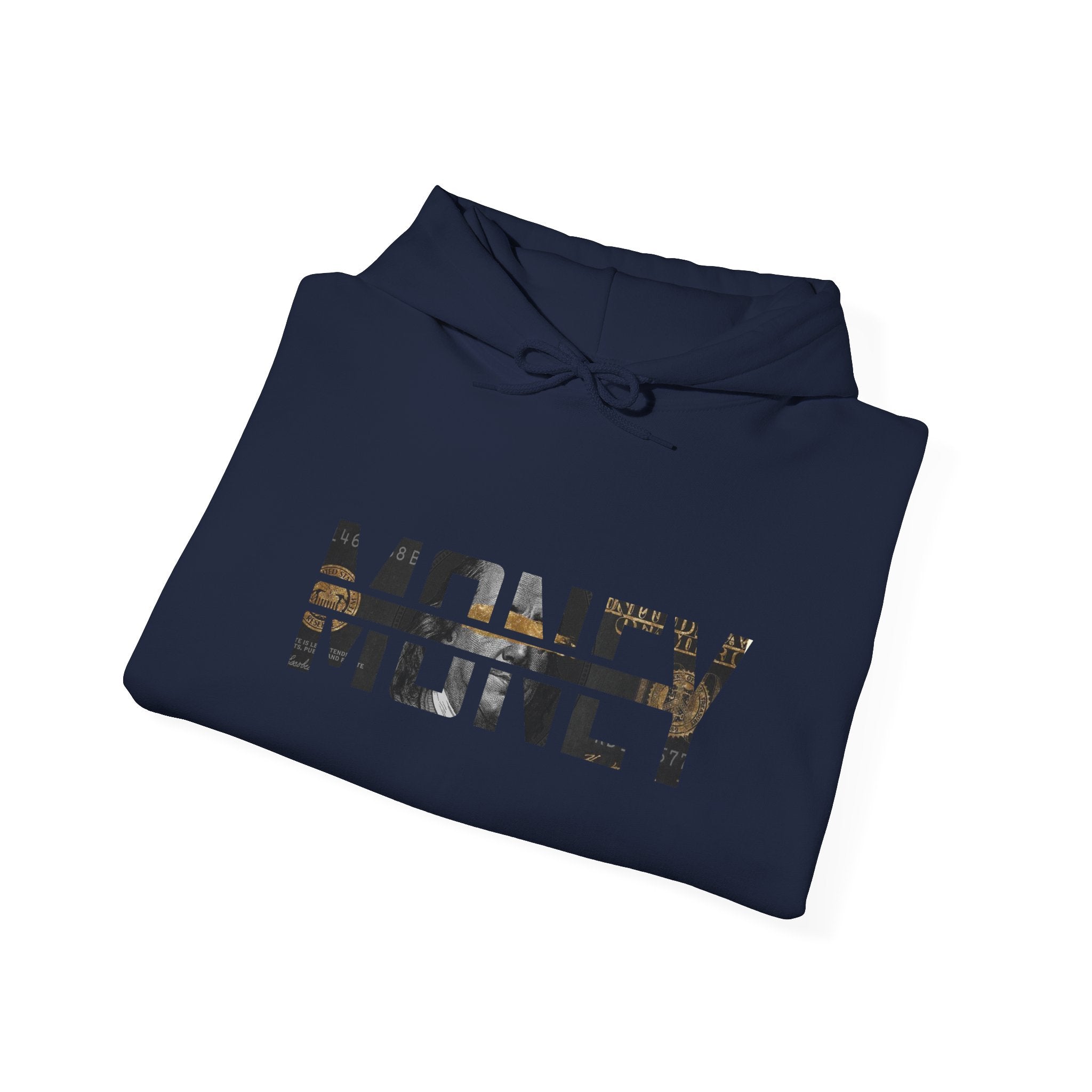 Money Graphic Hoodie - Strikethrough 'MONEY' Front & Crumpled 100 Back