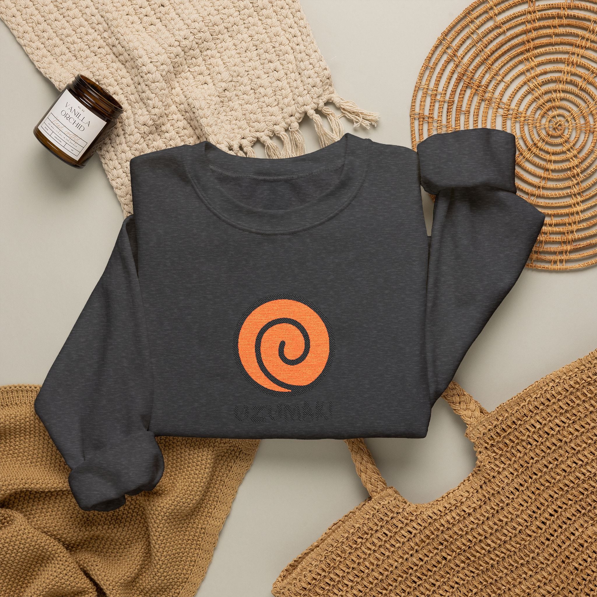Uzumaki Spiral Crewneck Sweatshirt - Cute Anime-Inspired Logo Crew