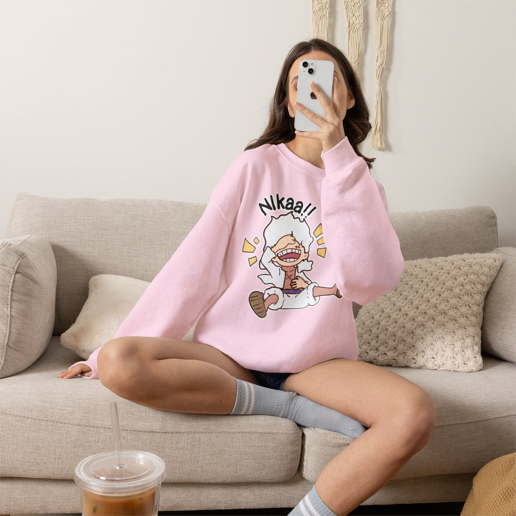 Nikaaa! Cartoon Laugh Crewneck Sweatshirt
