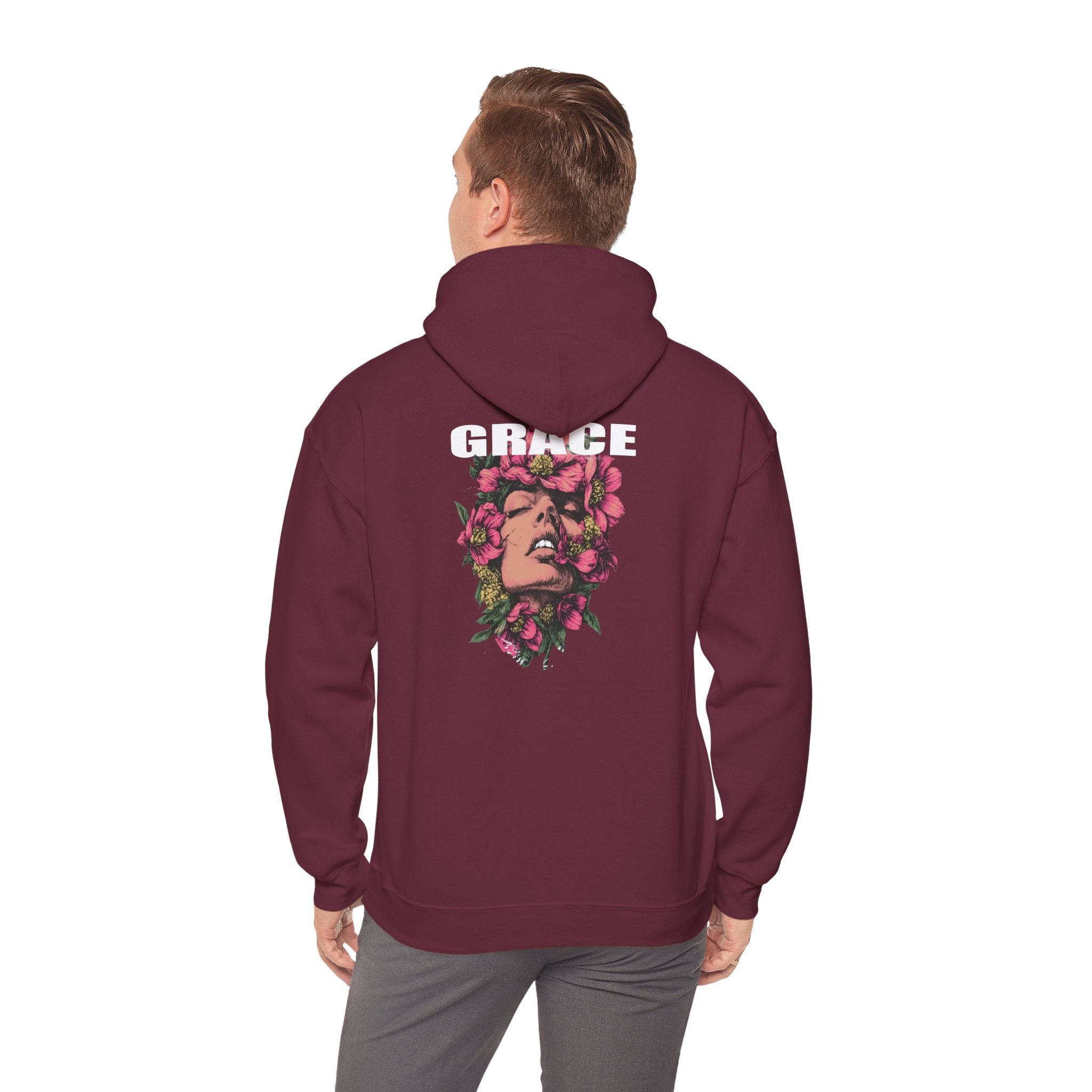 Grace Floral Hoodie - Women's Aesthetic Flower Face Pullover