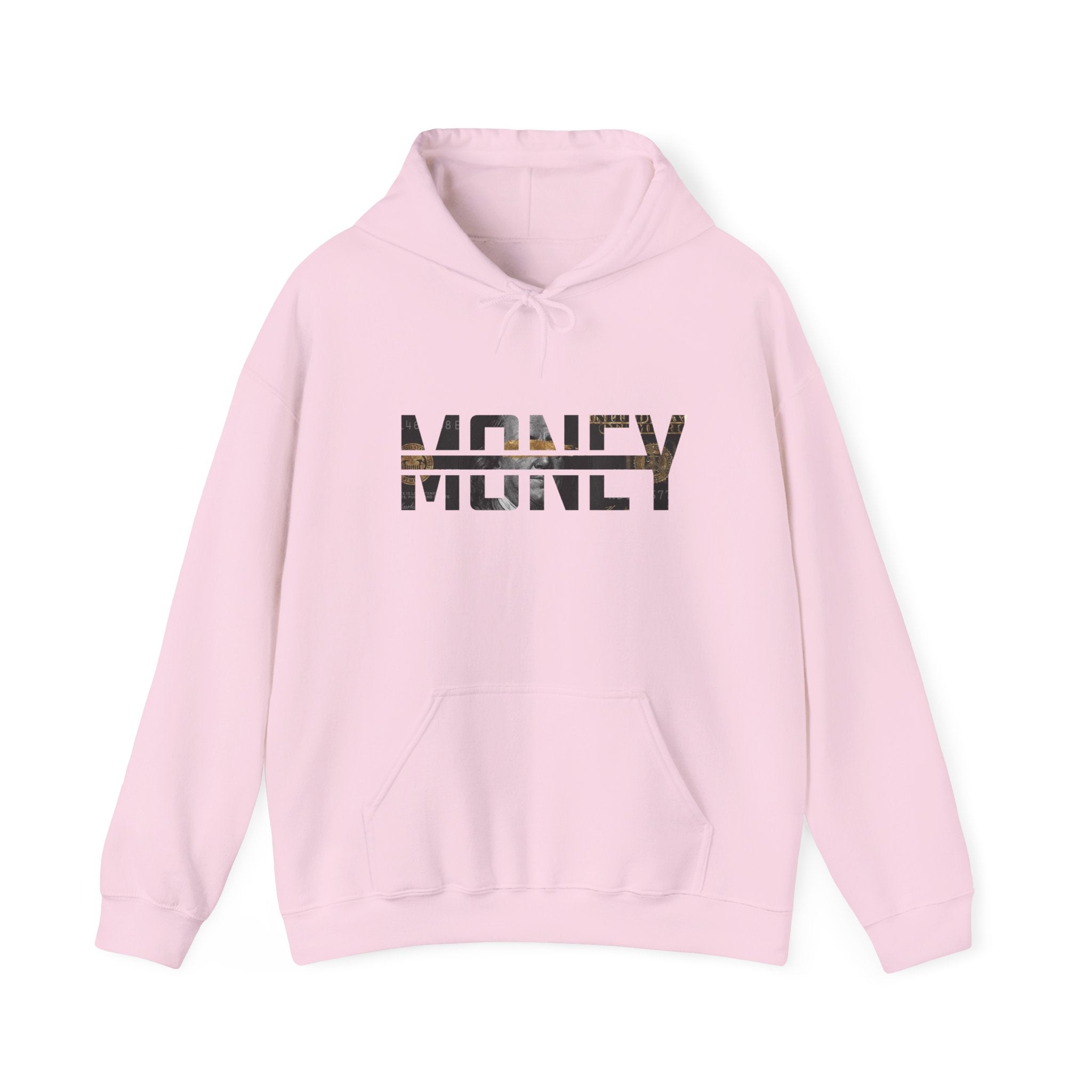 Money Graphic Hoodie - Strikethrough 'MONEY' Front & Crumpled 100 Back