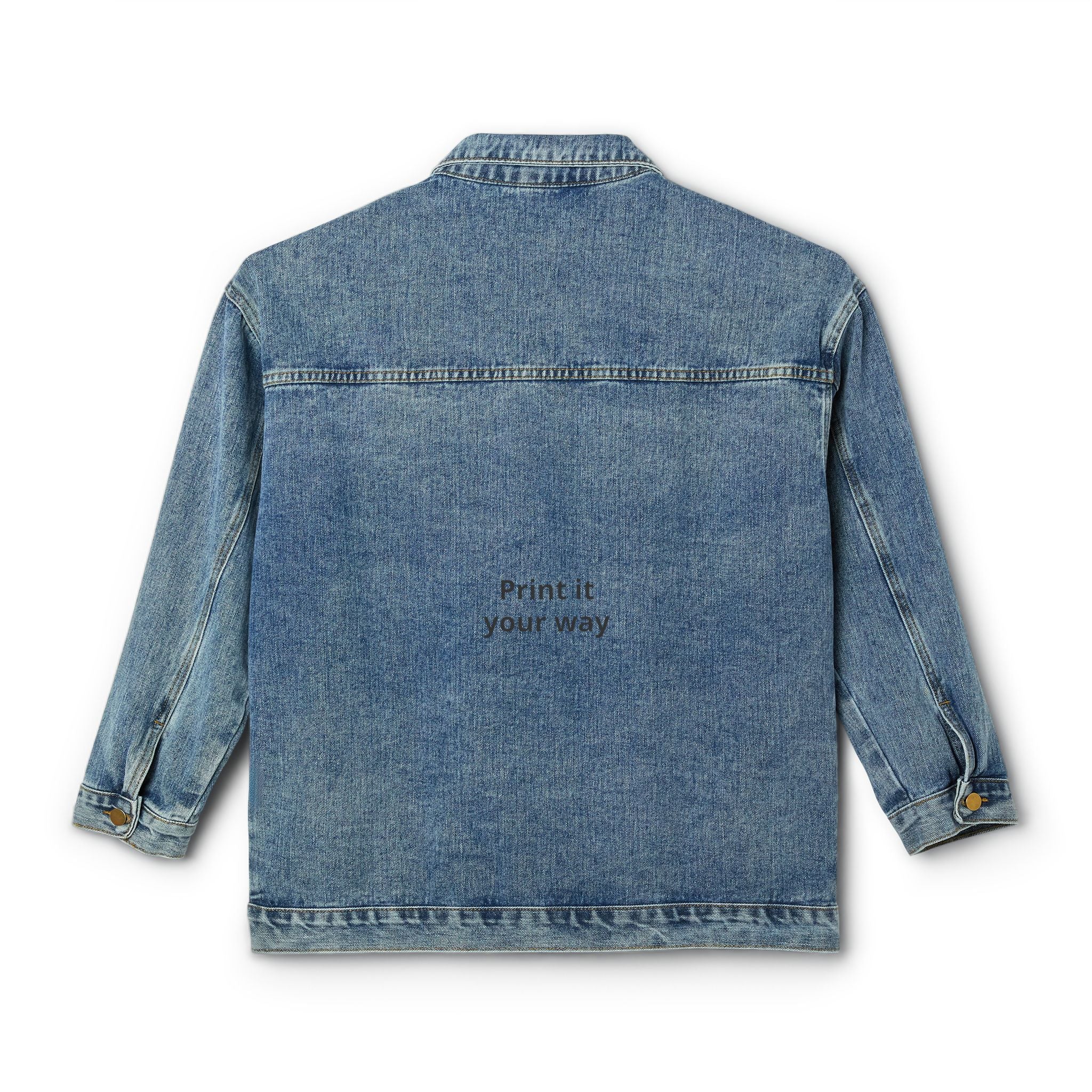 Denim Jacket - Classic Women's Oversized Jean Jacket (Subtle Back Print)