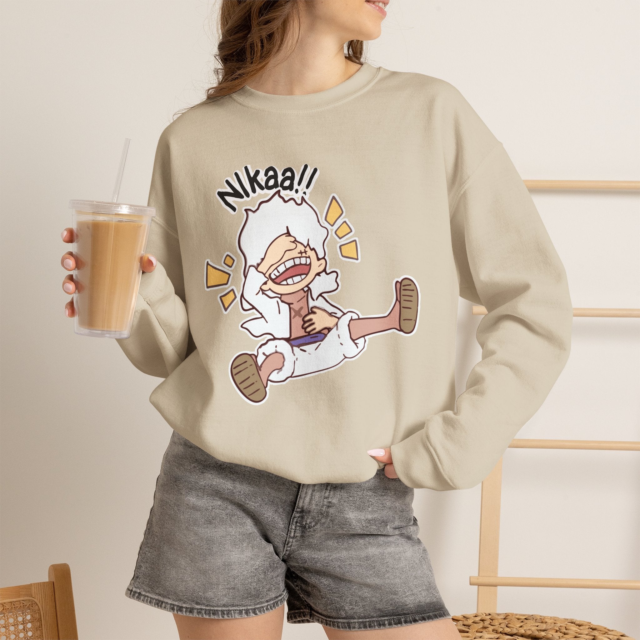 Nikaaa! Cartoon Laugh Crewneck Sweatshirt