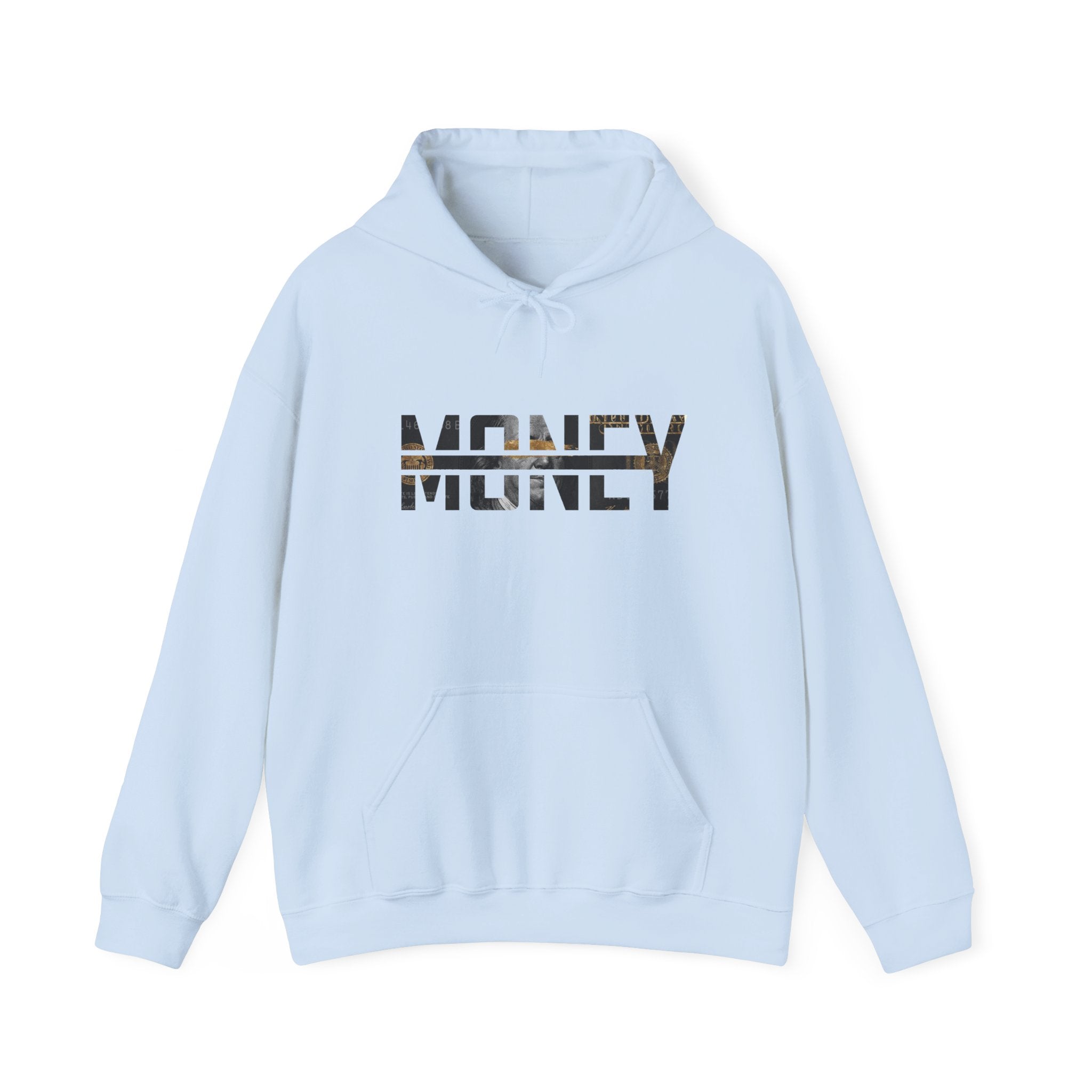 Money Graphic Hoodie - Strikethrough 'MONEY' Front & Crumpled 100 Back