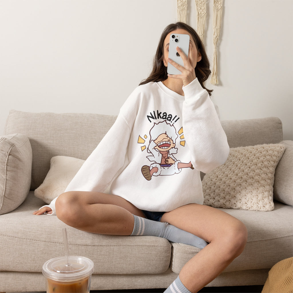 Nikaaa! Cartoon Laugh Crewneck Sweatshirt