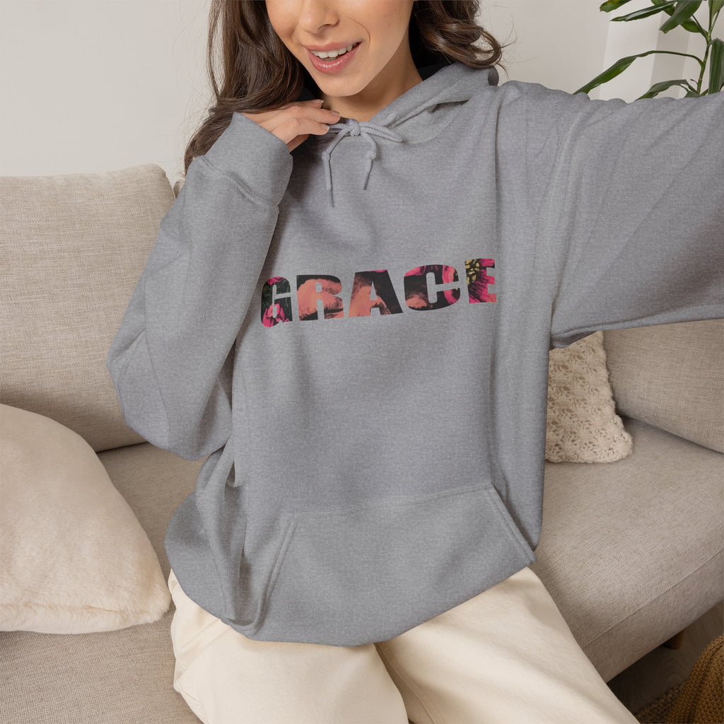 Grace Floral Hoodie - Women's Aesthetic Flower Face Pullover