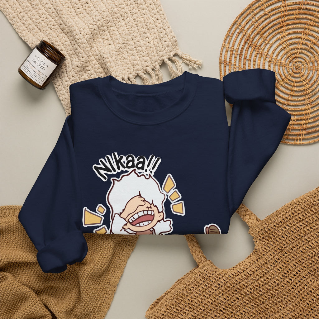 Nikaaa! Cartoon Laugh Crewneck Sweatshirt