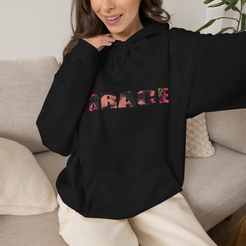 Grace Floral Hoodie - Women's Aesthetic Flower Face Pullover