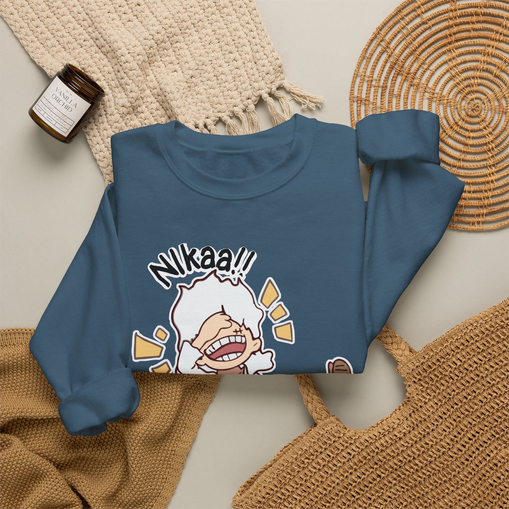 Nikaaa! Cartoon Laugh Crewneck Sweatshirt