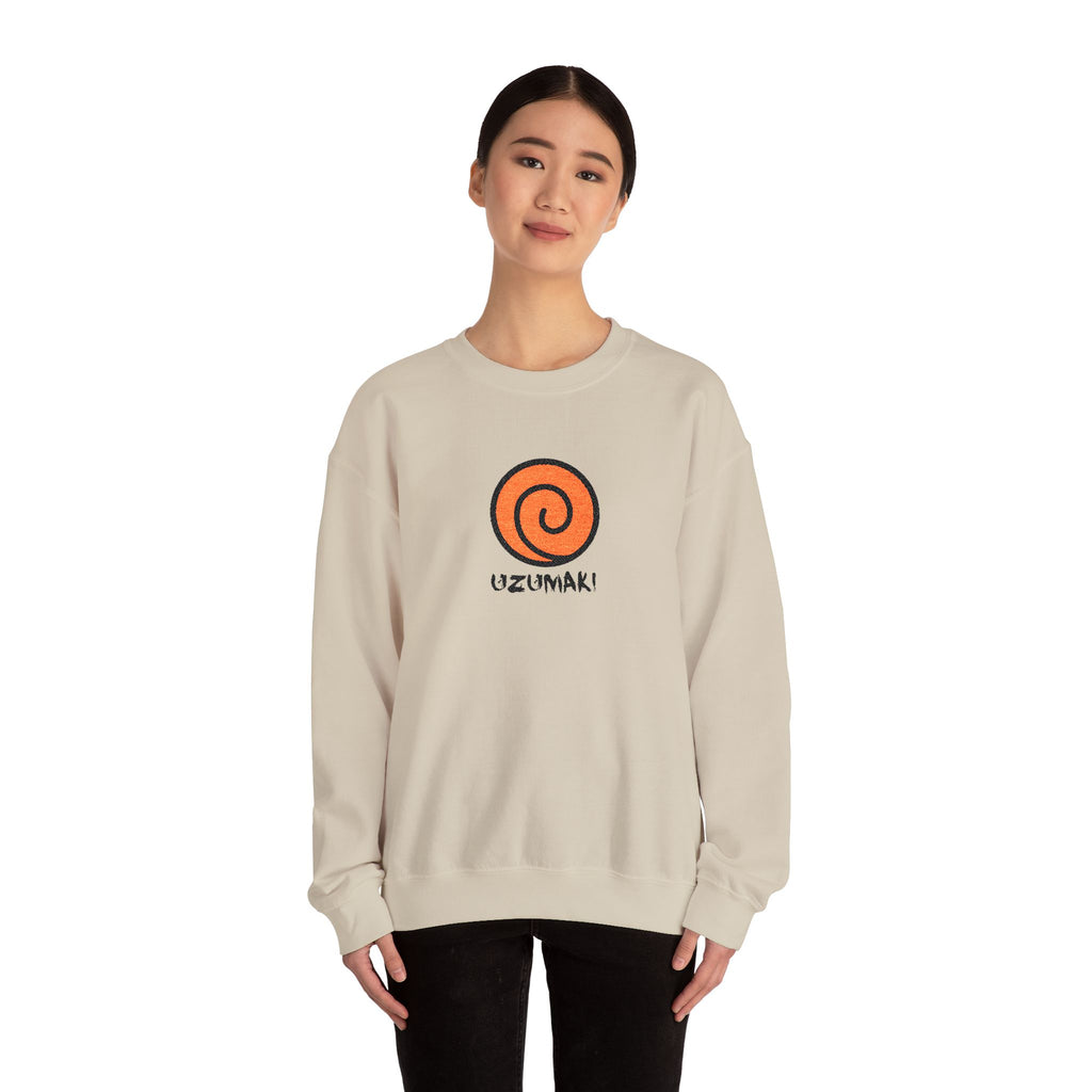 Uzumaki Spiral Crewneck Sweatshirt - Cute Anime-Inspired Logo Crew