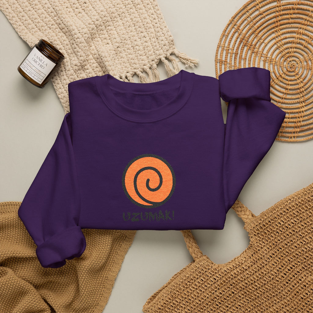 Uzumaki Spiral Crewneck Sweatshirt - Cute Anime-Inspired Logo Crew