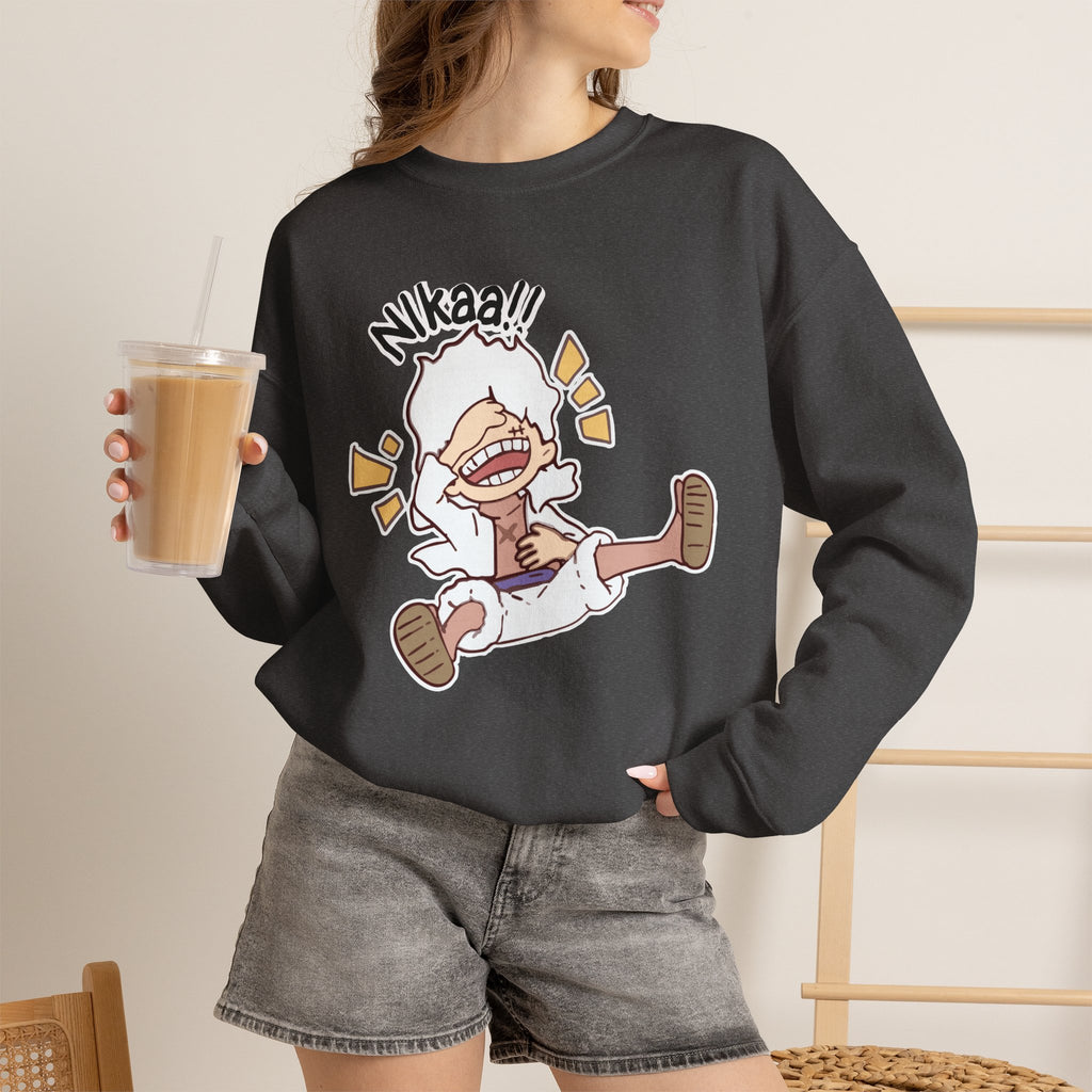 Nikaaa! Cartoon Laugh Crewneck Sweatshirt
