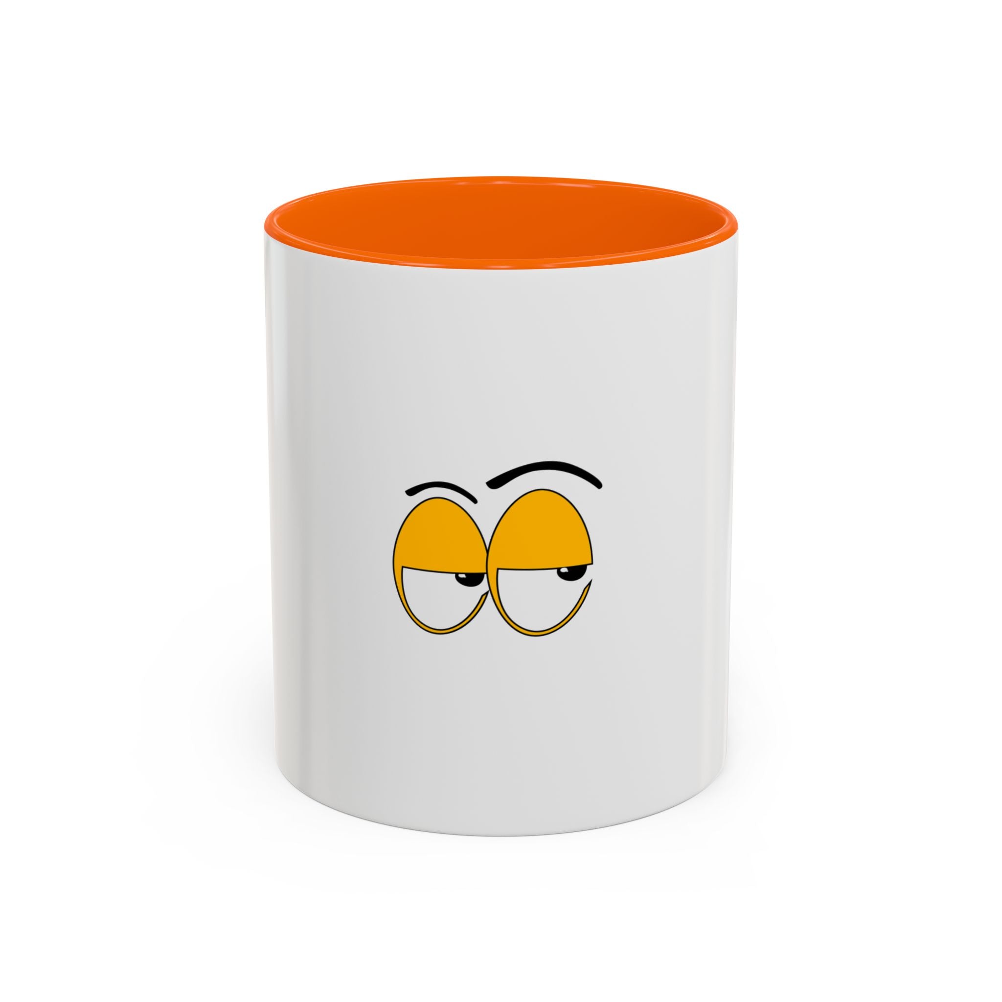 Skeptical Eyes Accent Coffee Mug - Funny Rolling Eyes Emoji Mug