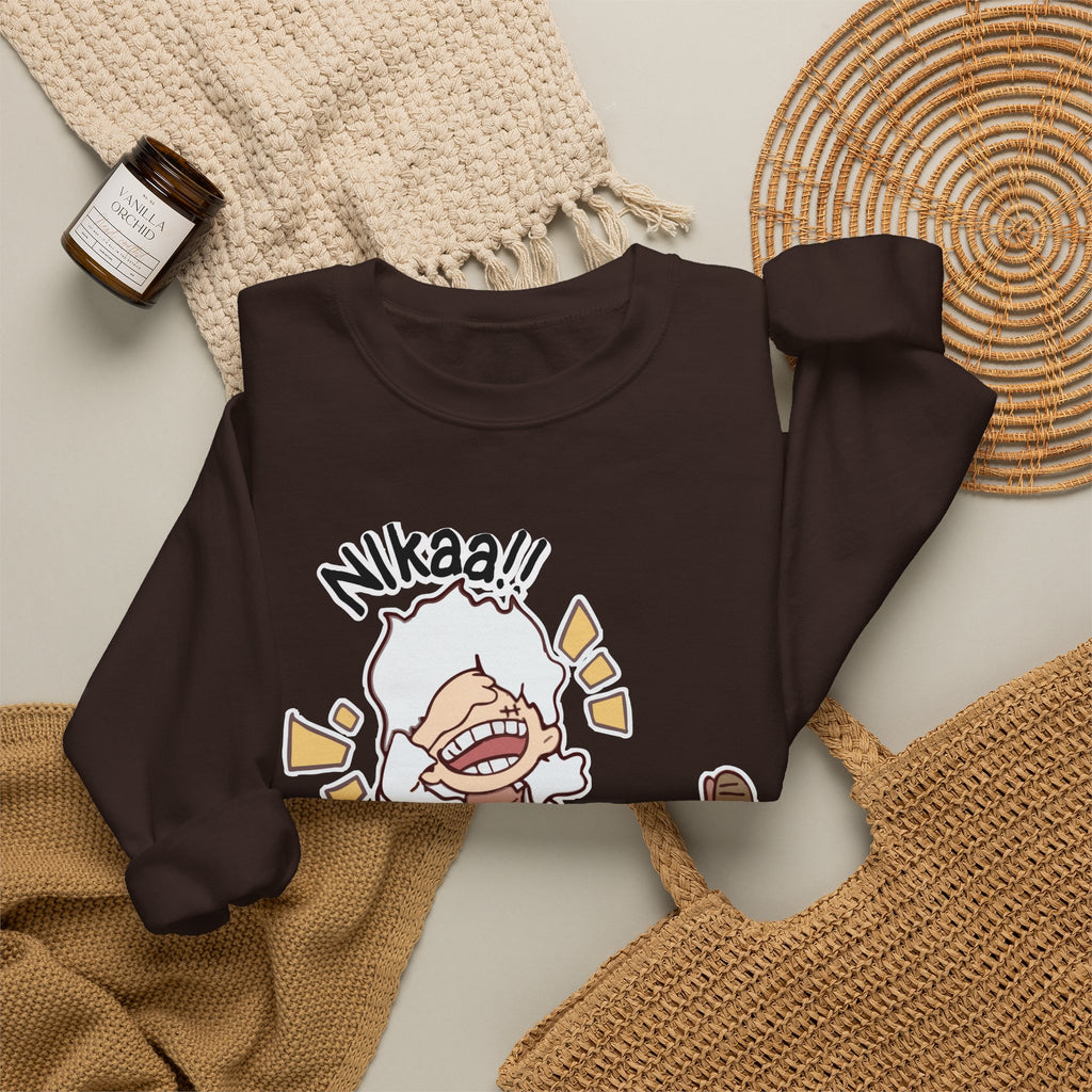 Nikaaa! Cartoon Laugh Crewneck Sweatshirt