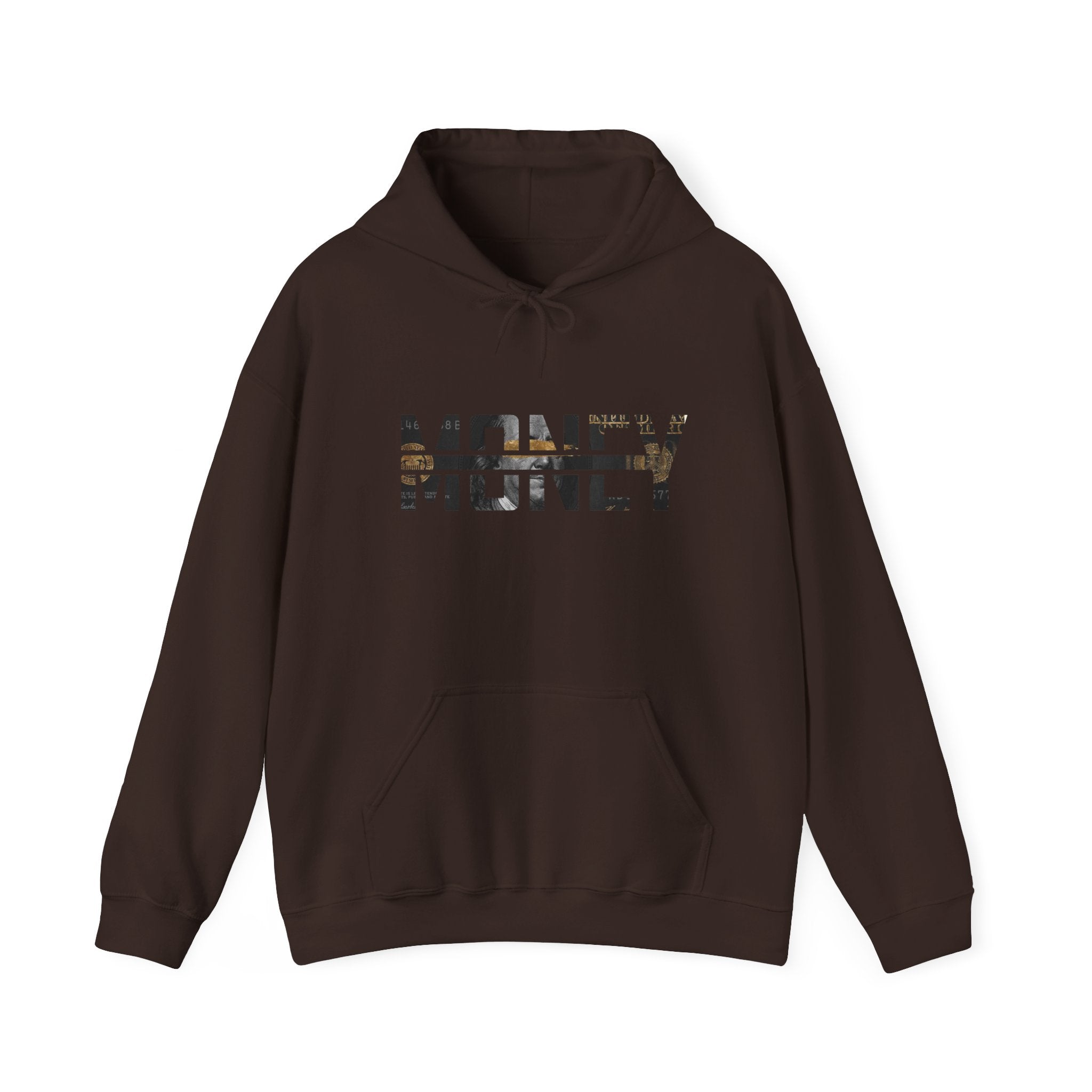 Money Graphic Hoodie - Strikethrough 'MONEY' Front & Crumpled 100 Back