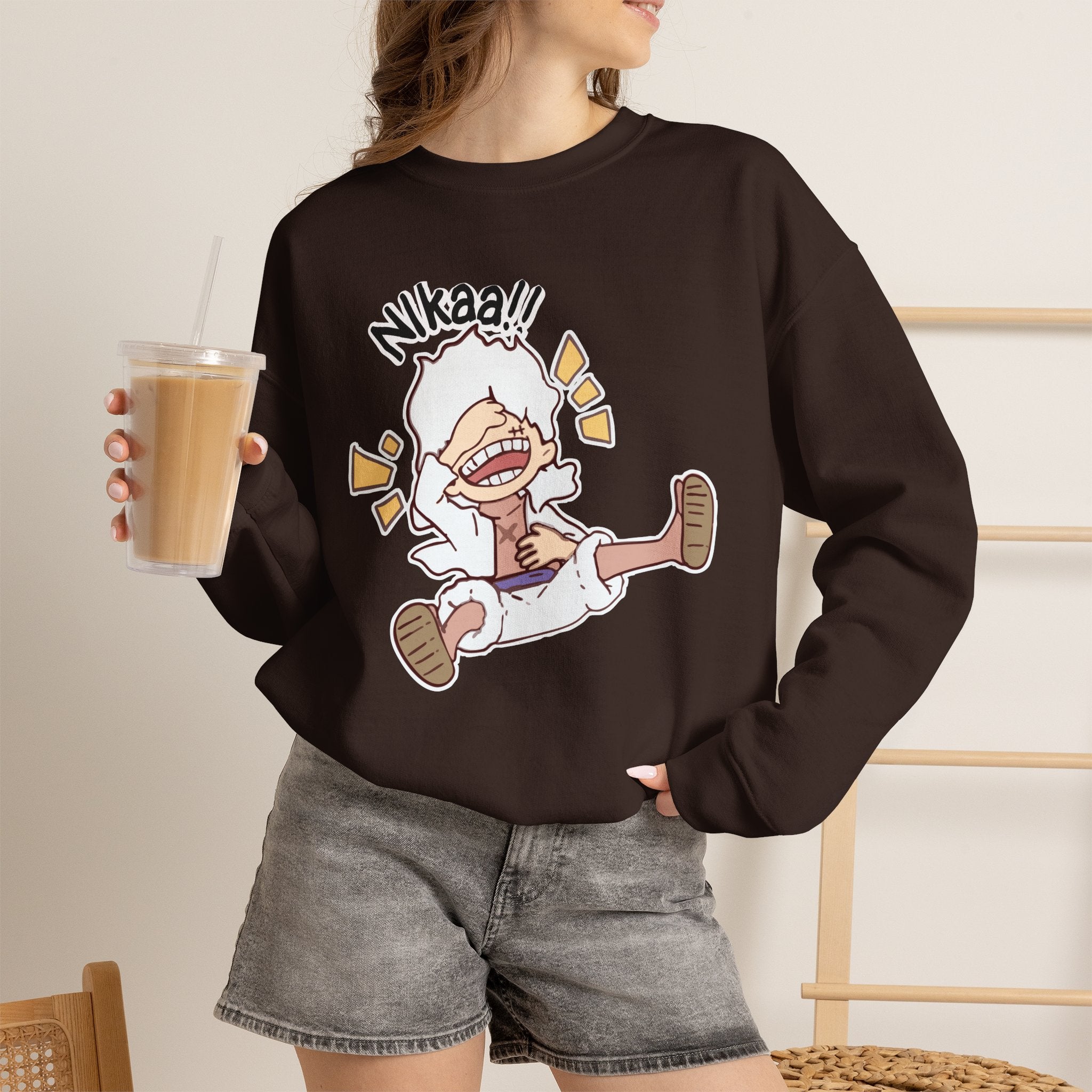 Nikaaa! Cartoon Laugh Crewneck Sweatshirt