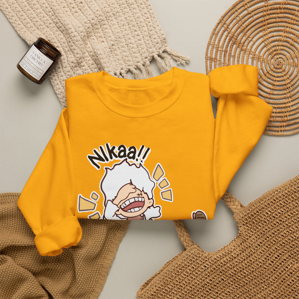 Nikaaa! Cartoon Laugh Crewneck Sweatshirt