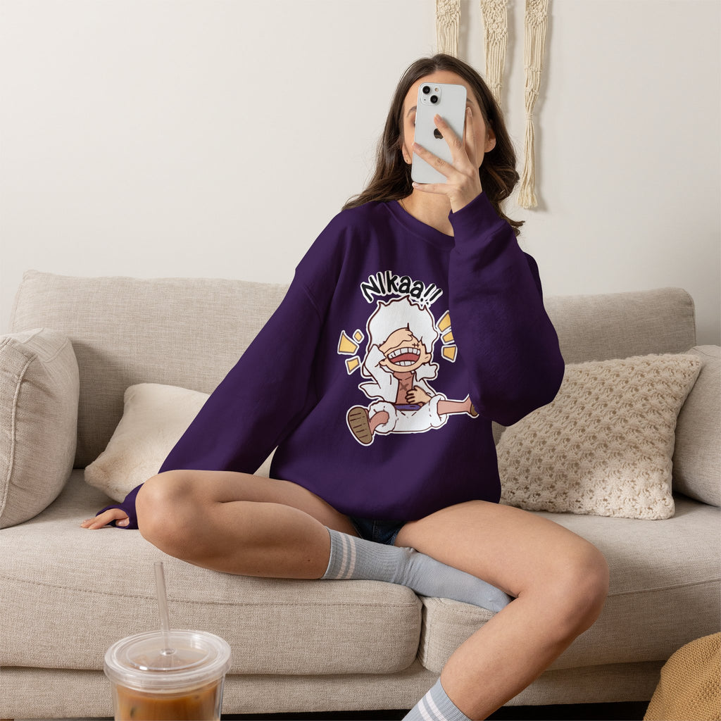 Nikaaa! Cartoon Laugh Crewneck Sweatshirt