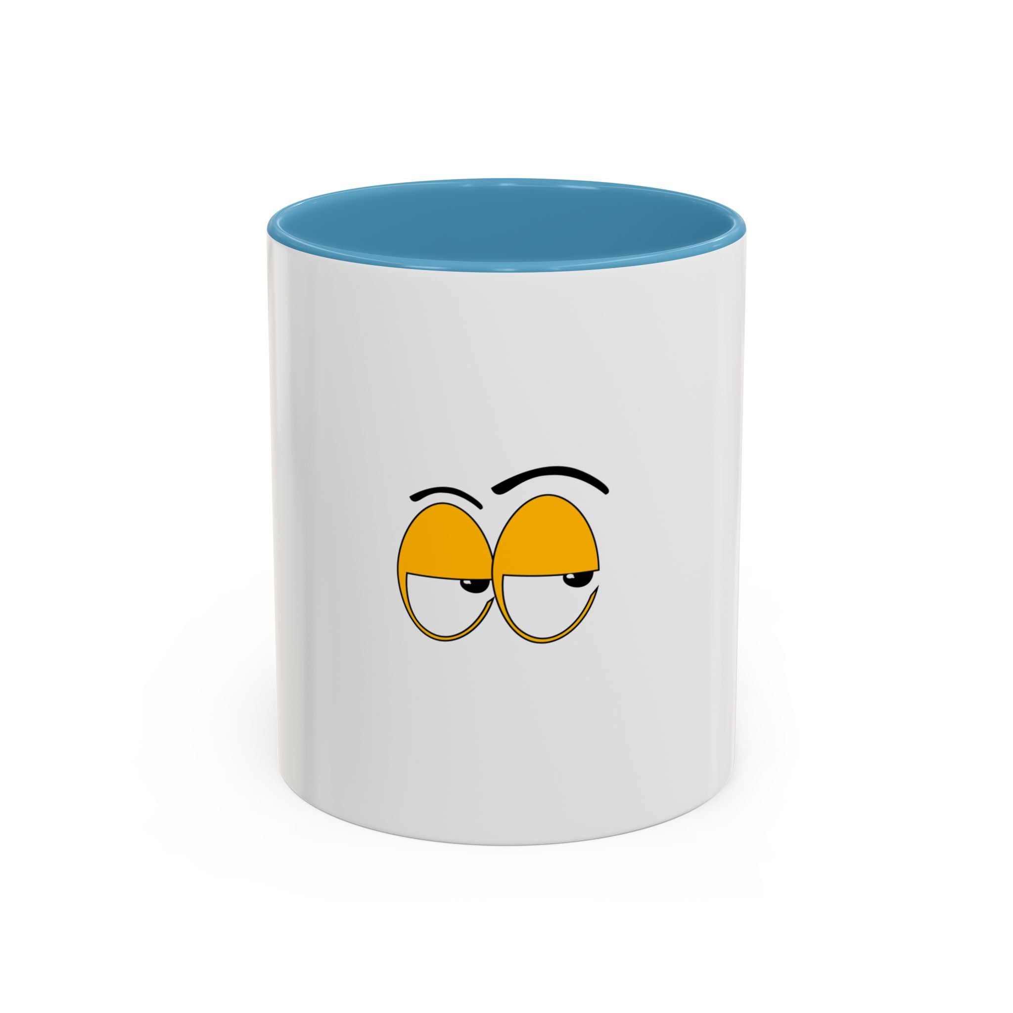 Skeptical Eyes Accent Coffee Mug - Funny Rolling Eyes Emoji Mug