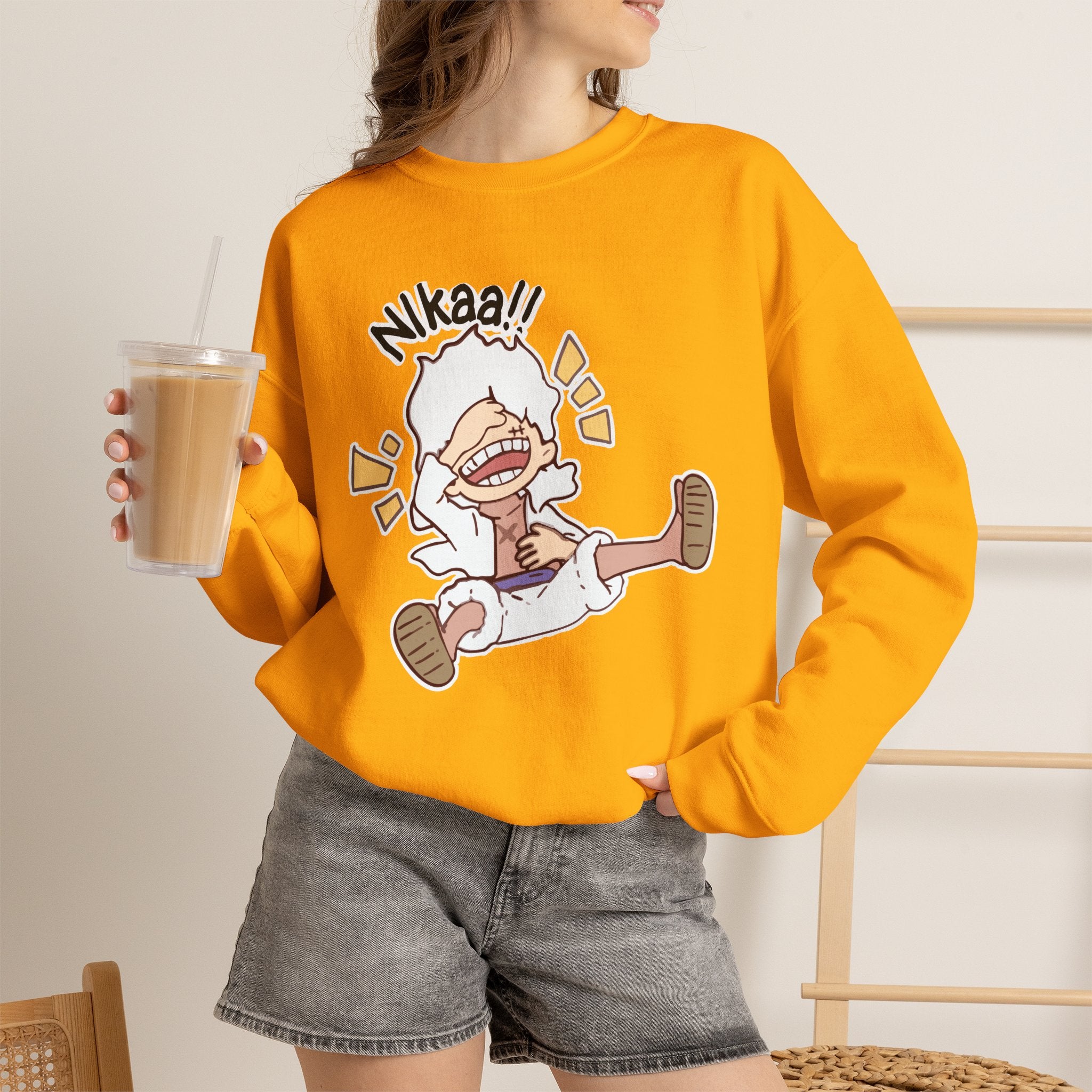 Nikaaa! Cartoon Laugh Crewneck Sweatshirt