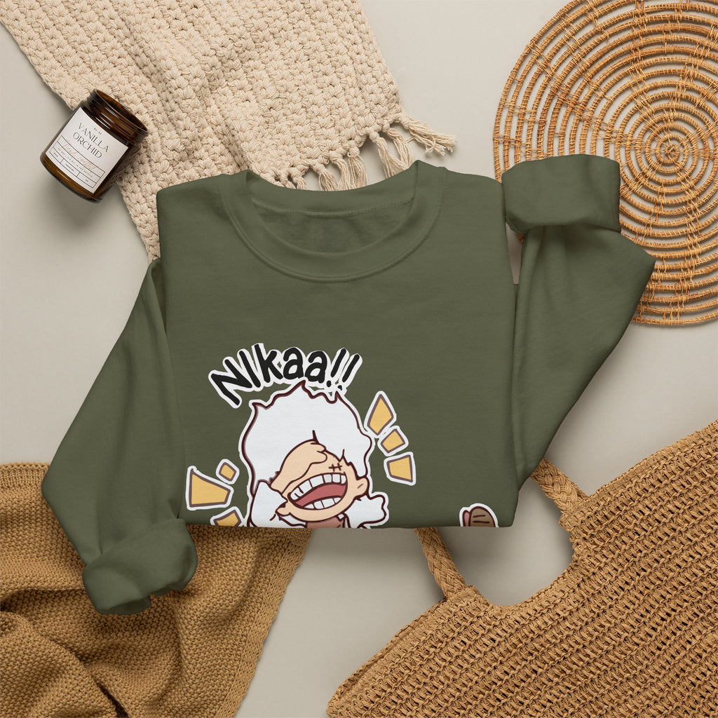 Nikaaa! Cartoon Laugh Crewneck Sweatshirt