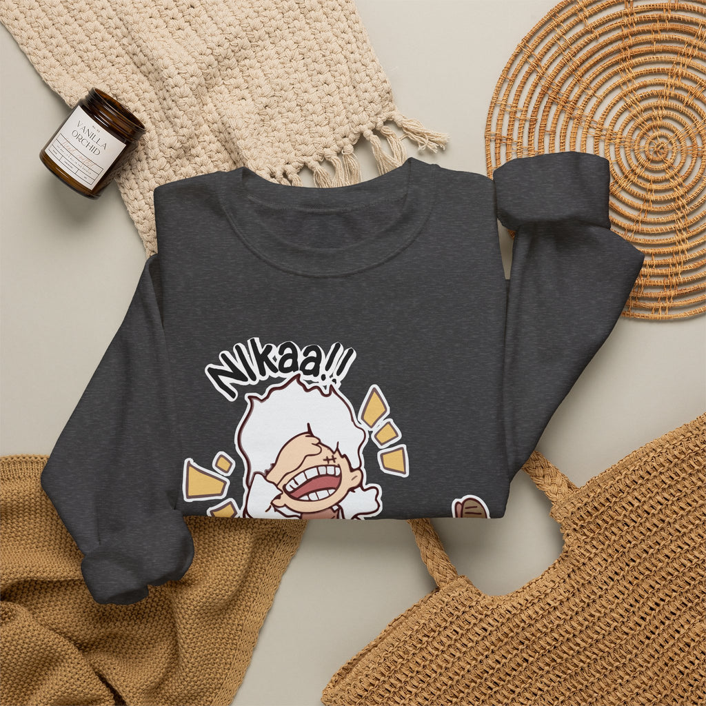 Nikaaa! Cartoon Laugh Crewneck Sweatshirt
