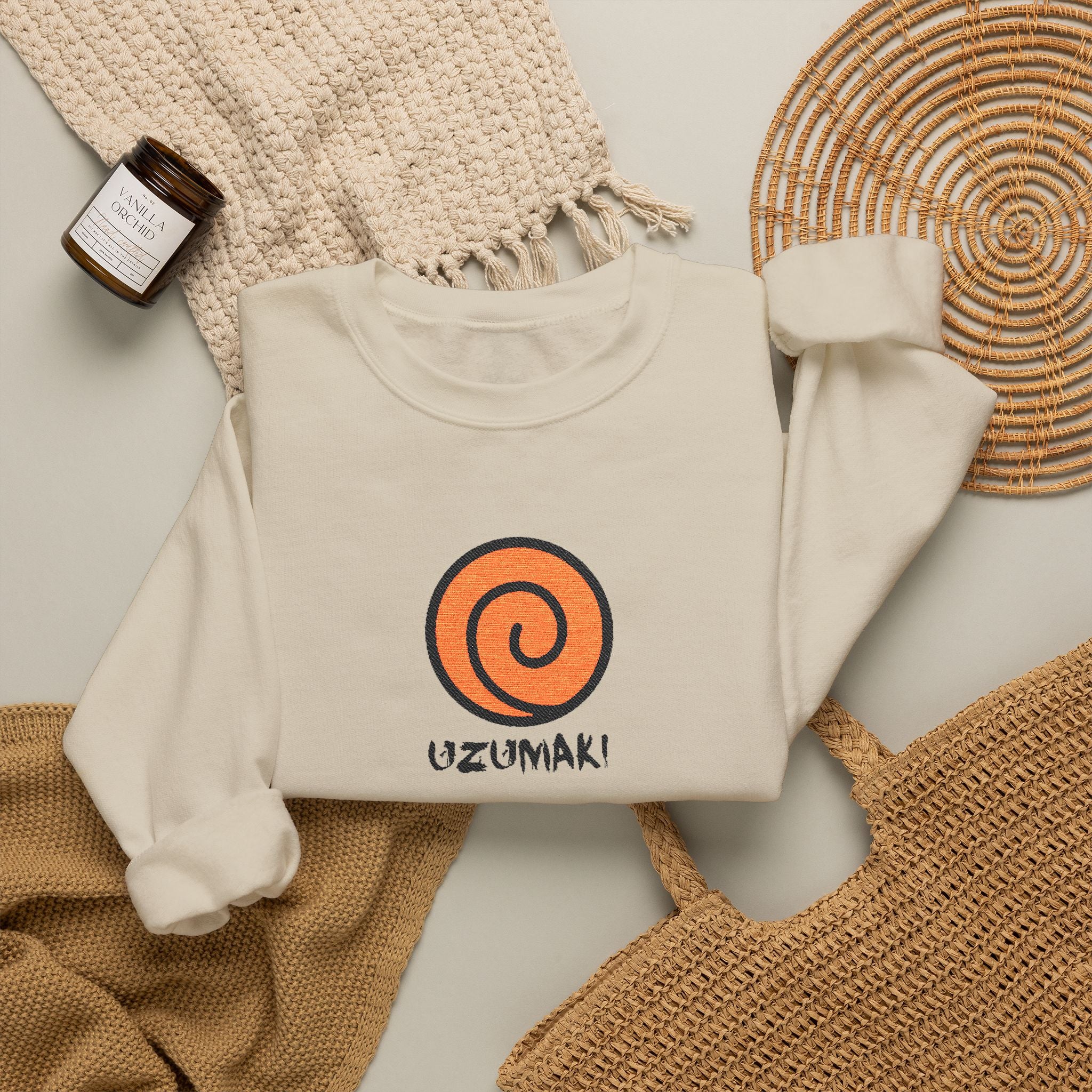 Uzumaki Spiral Crewneck Sweatshirt - Cute Anime-Inspired Logo Crew