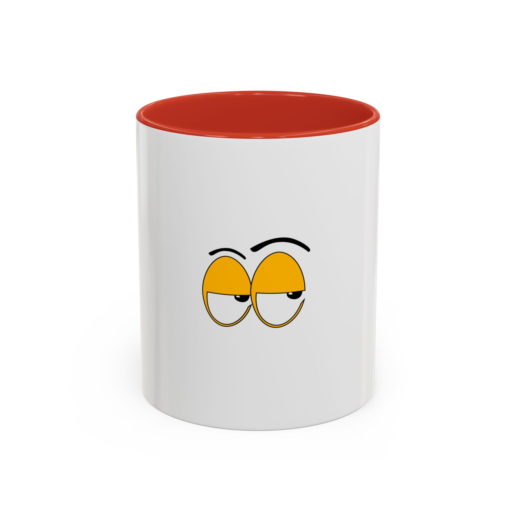 Skeptical Eyes Accent Coffee Mug - Funny Rolling Eyes Emoji Mug
