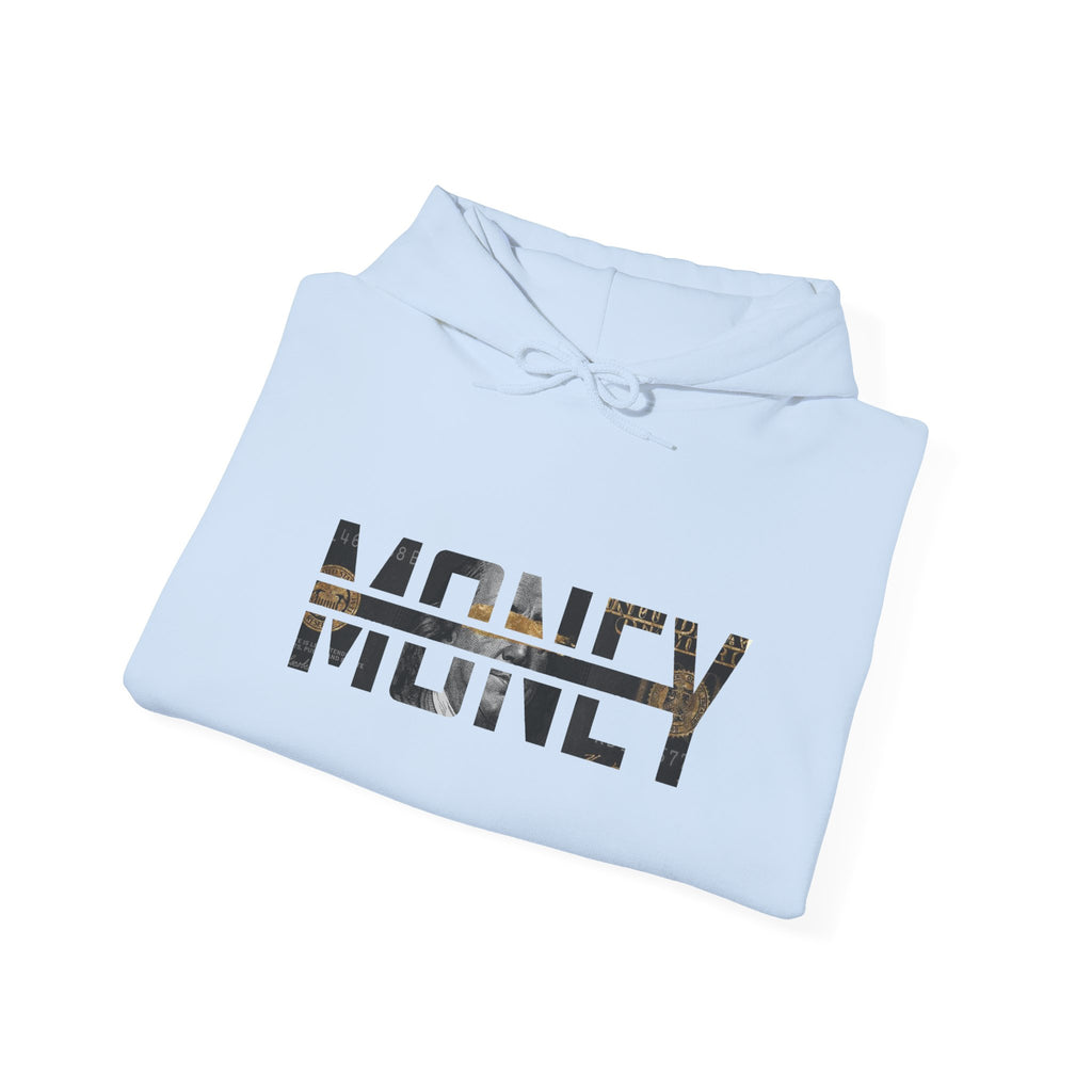 Money Graphic Hoodie - Strikethrough 'MONEY' Front & Crumpled 100 Back
