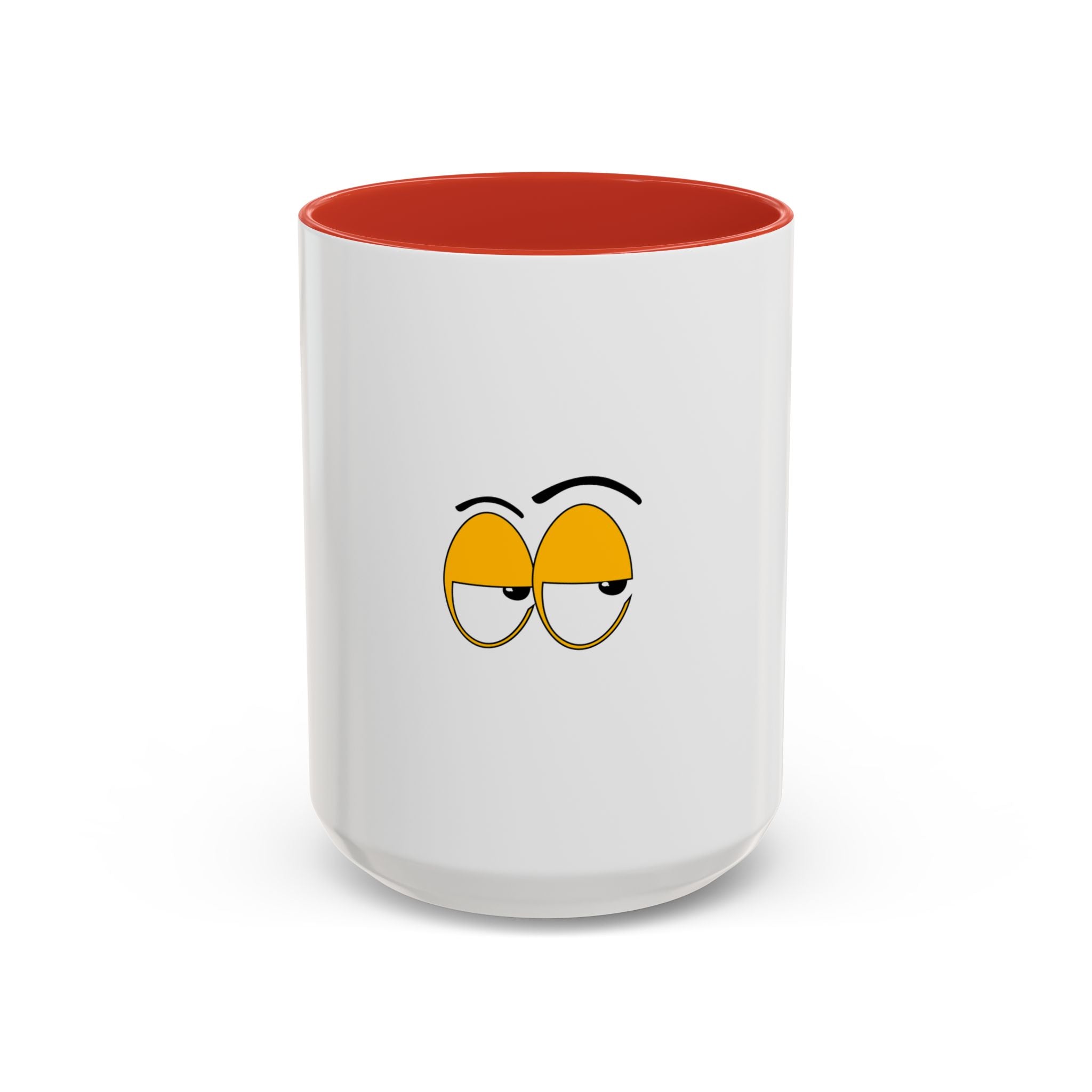 Skeptical Eyes Accent Coffee Mug - Funny Rolling Eyes Emoji Mug