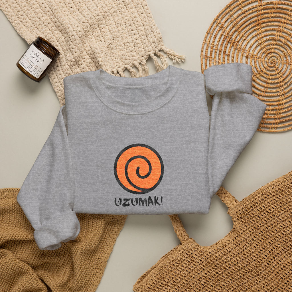 Uzumaki Spiral Crewneck Sweatshirt - Cute Anime-Inspired Logo Crew