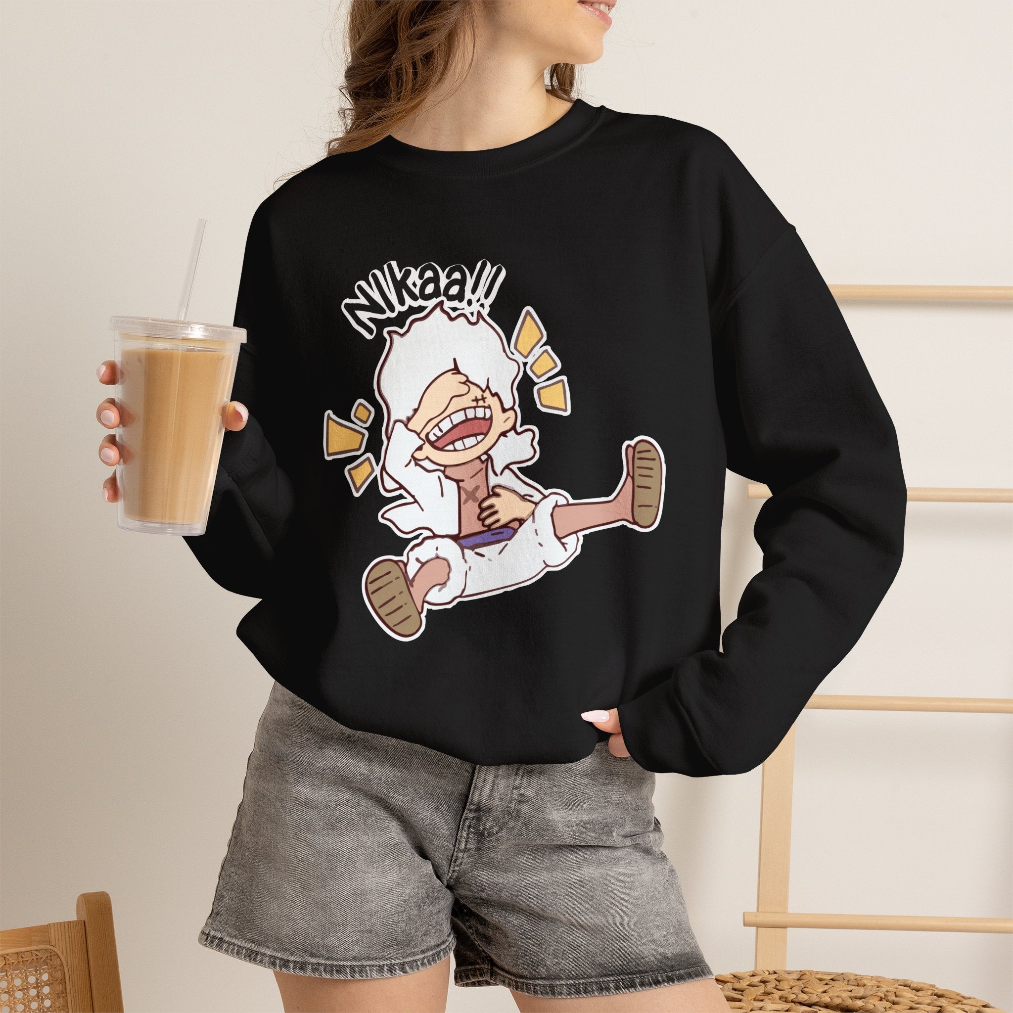 Nikaaa! Cartoon Laugh Crewneck Sweatshirt